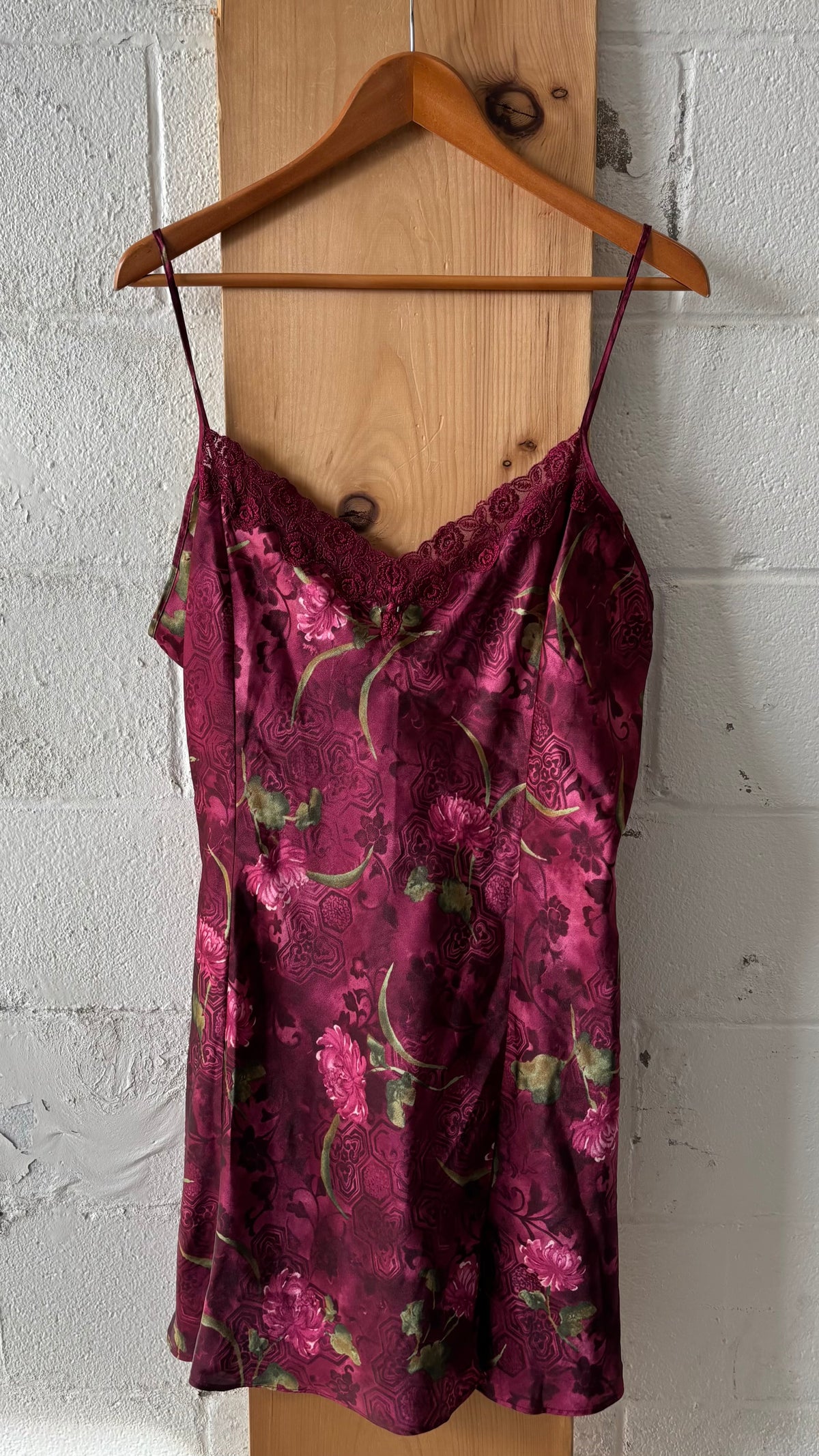 Burgundy Floral Slip Dress : XL