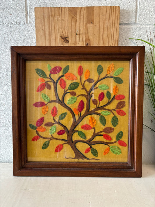 Framed Colorful Crewel Tree (Local Pick Up Only)