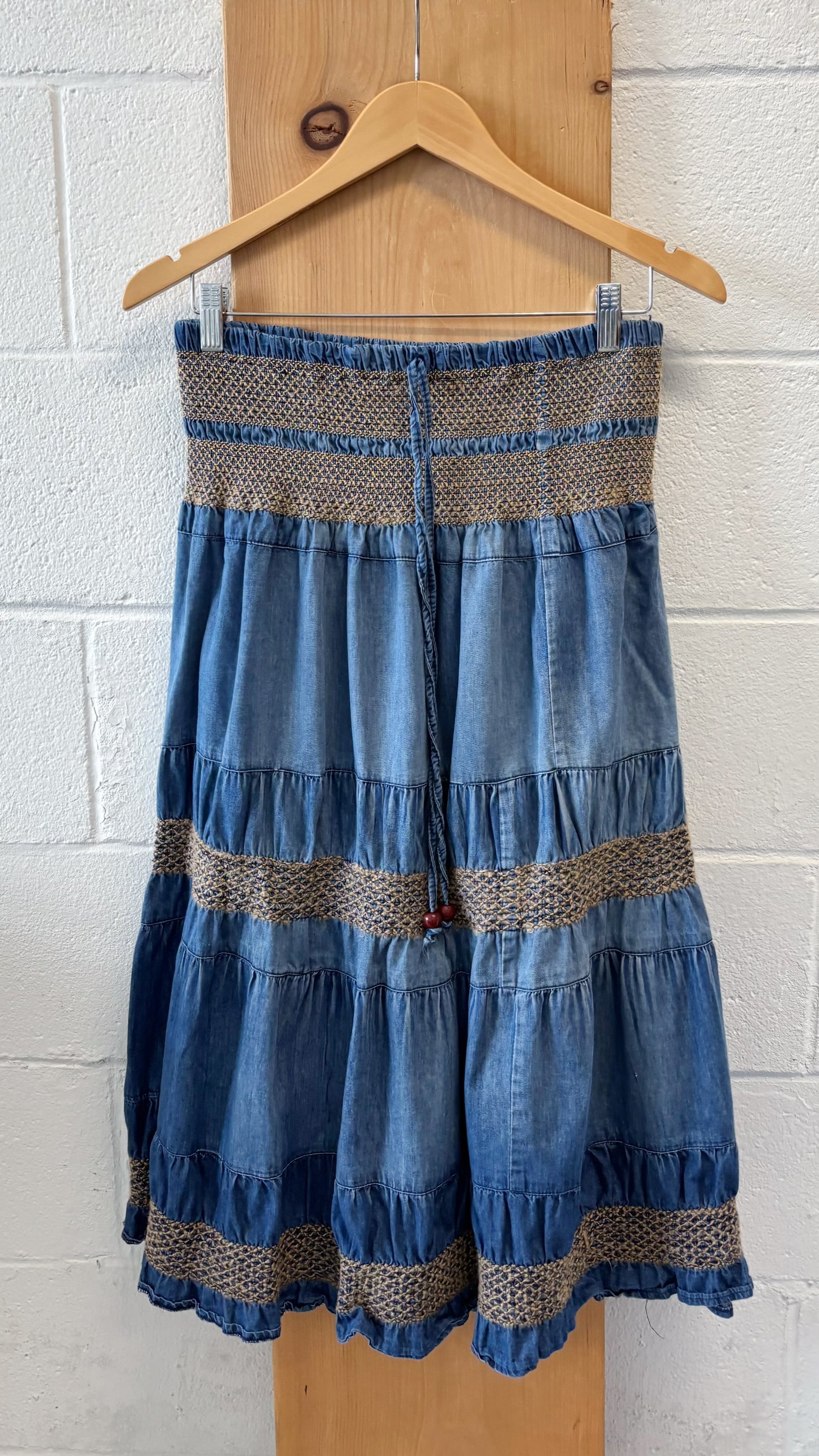 Vtg Denim Boho Skirt : M