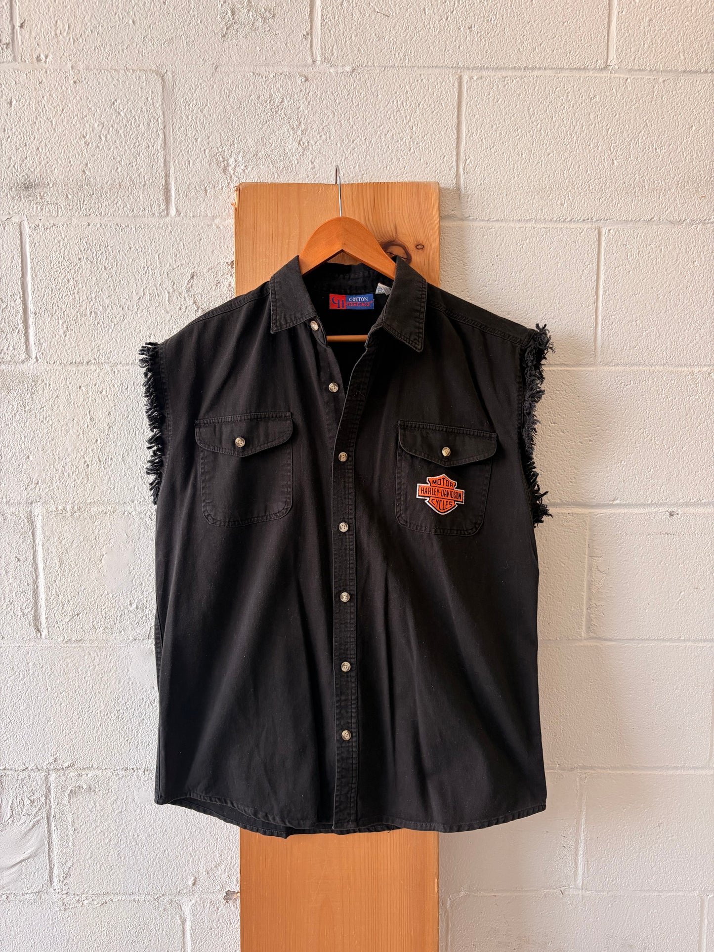 Black Harley Cut Off Vest : M