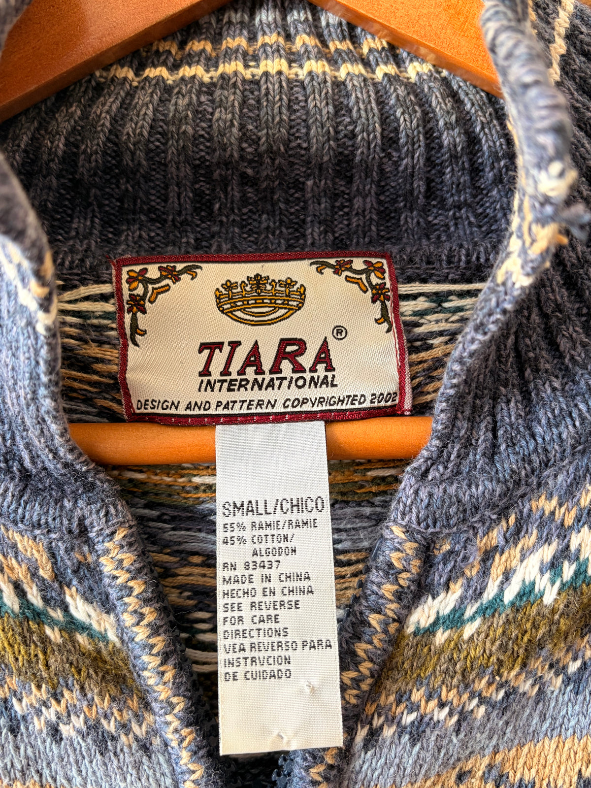 Vtg Tiara International Zip Up Sweater : S