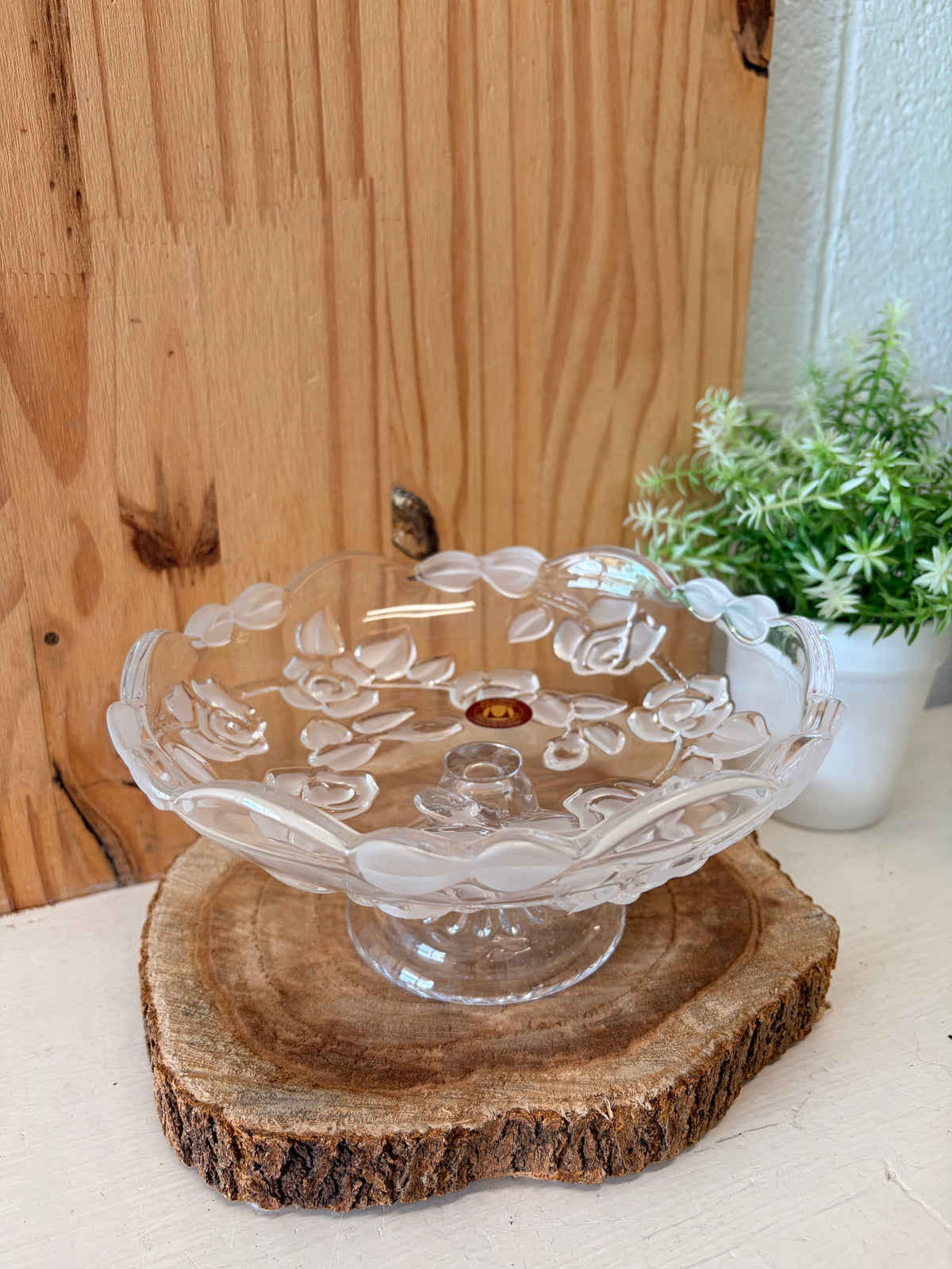 Vtg Waltherglas Floral Pedestal Dish (Local Pick Up Only)