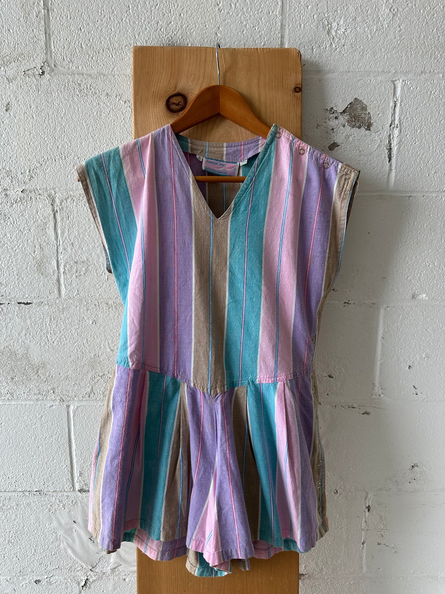 Vtg Striped Romper : S