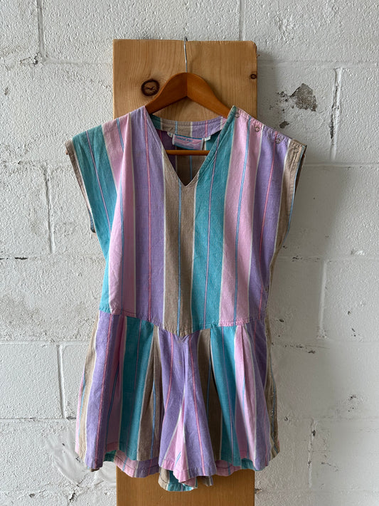 Vtg Striped Romper : S