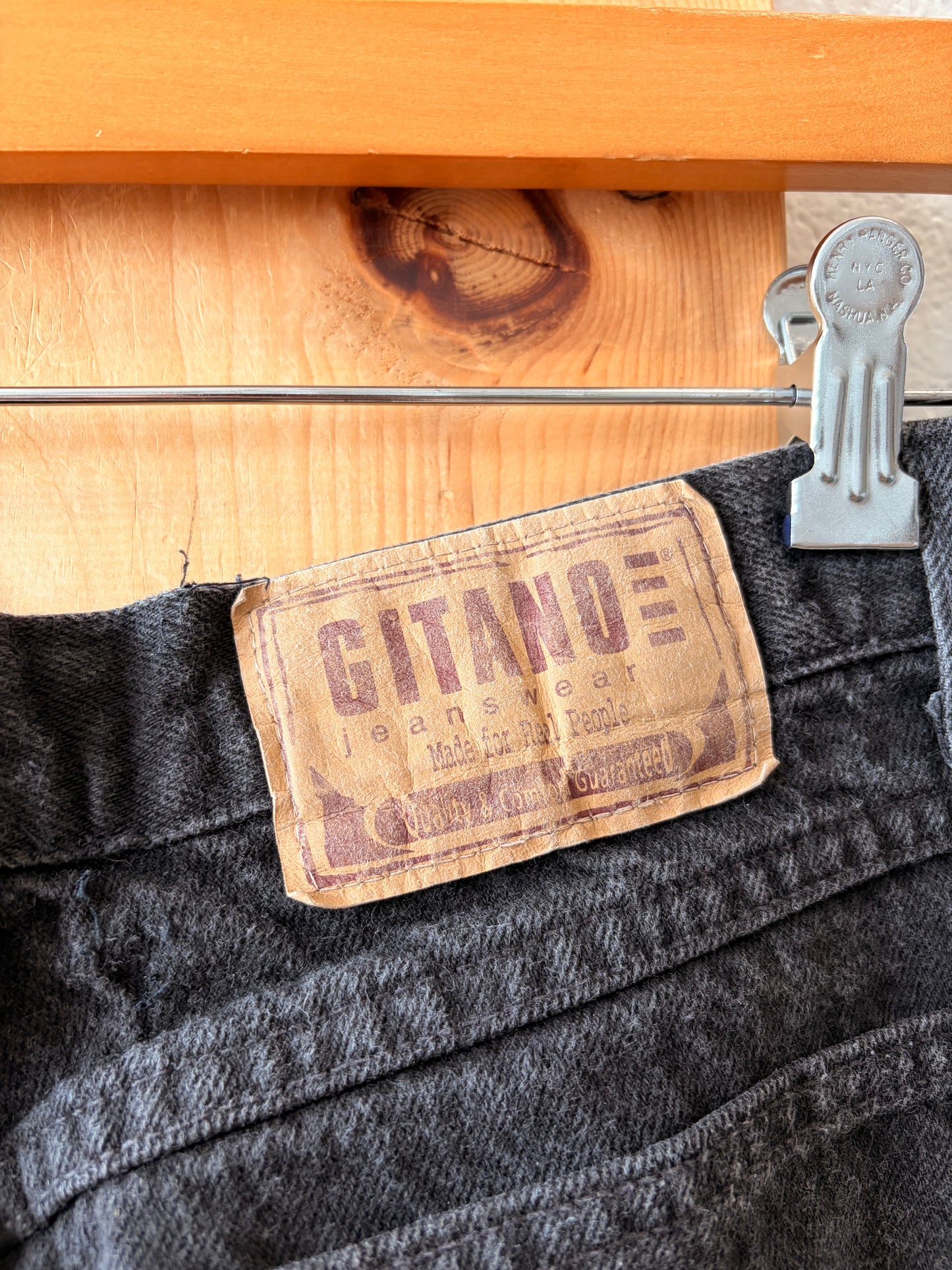 Vtg Black Denim Shorts : 32”W