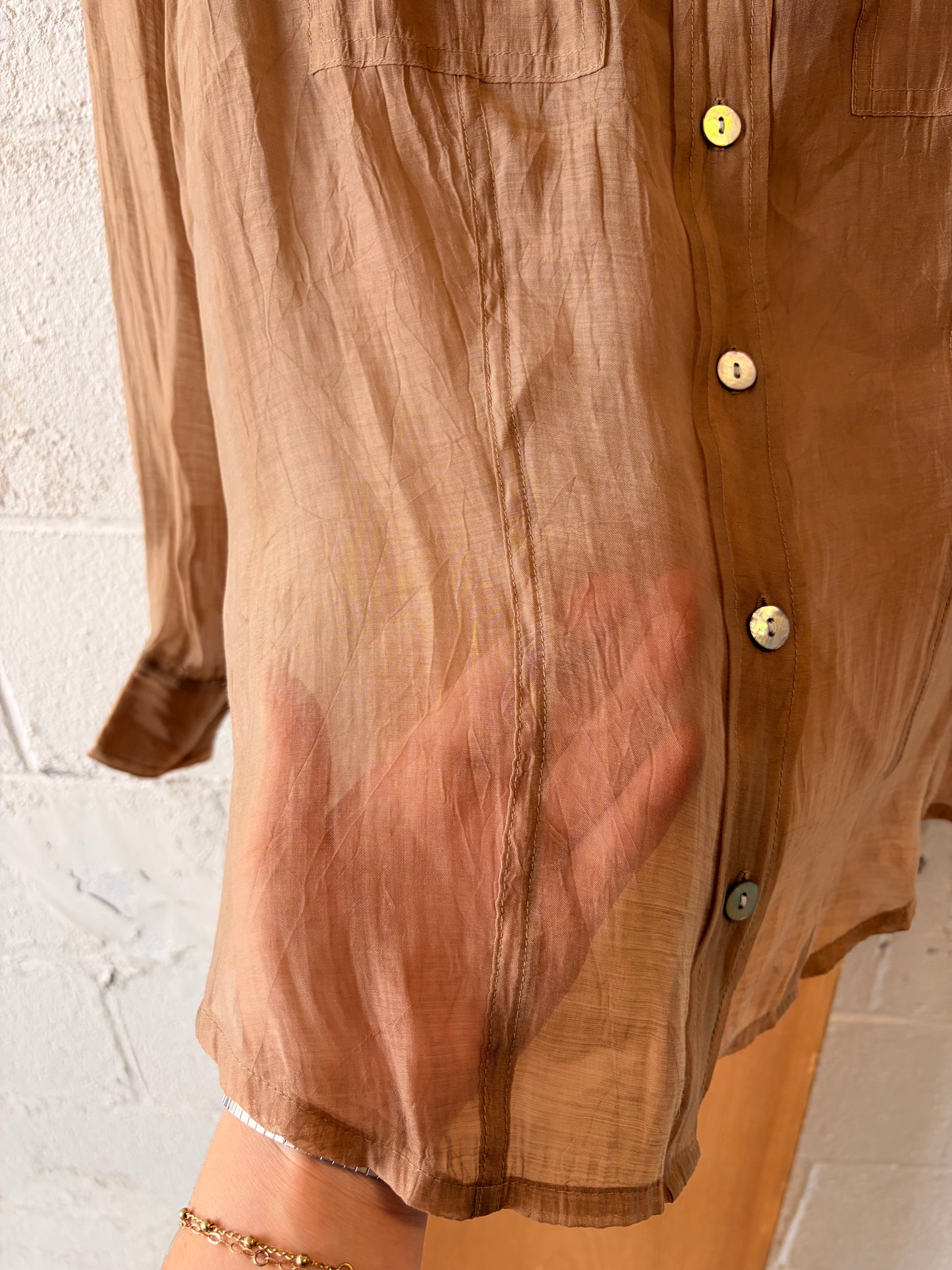 Sheer Brown Button Down : S/M