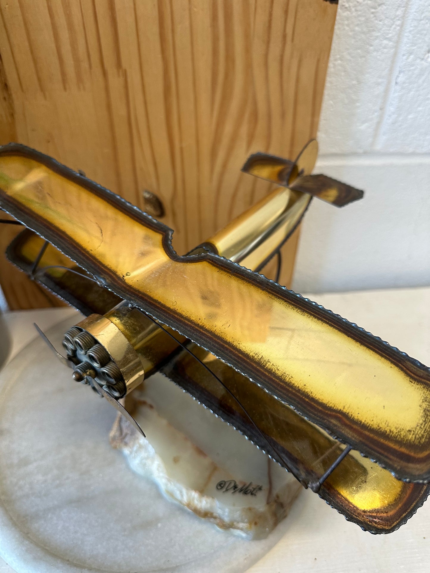 Signed Metal Airplane Sculpture (Local Pick Up Only)