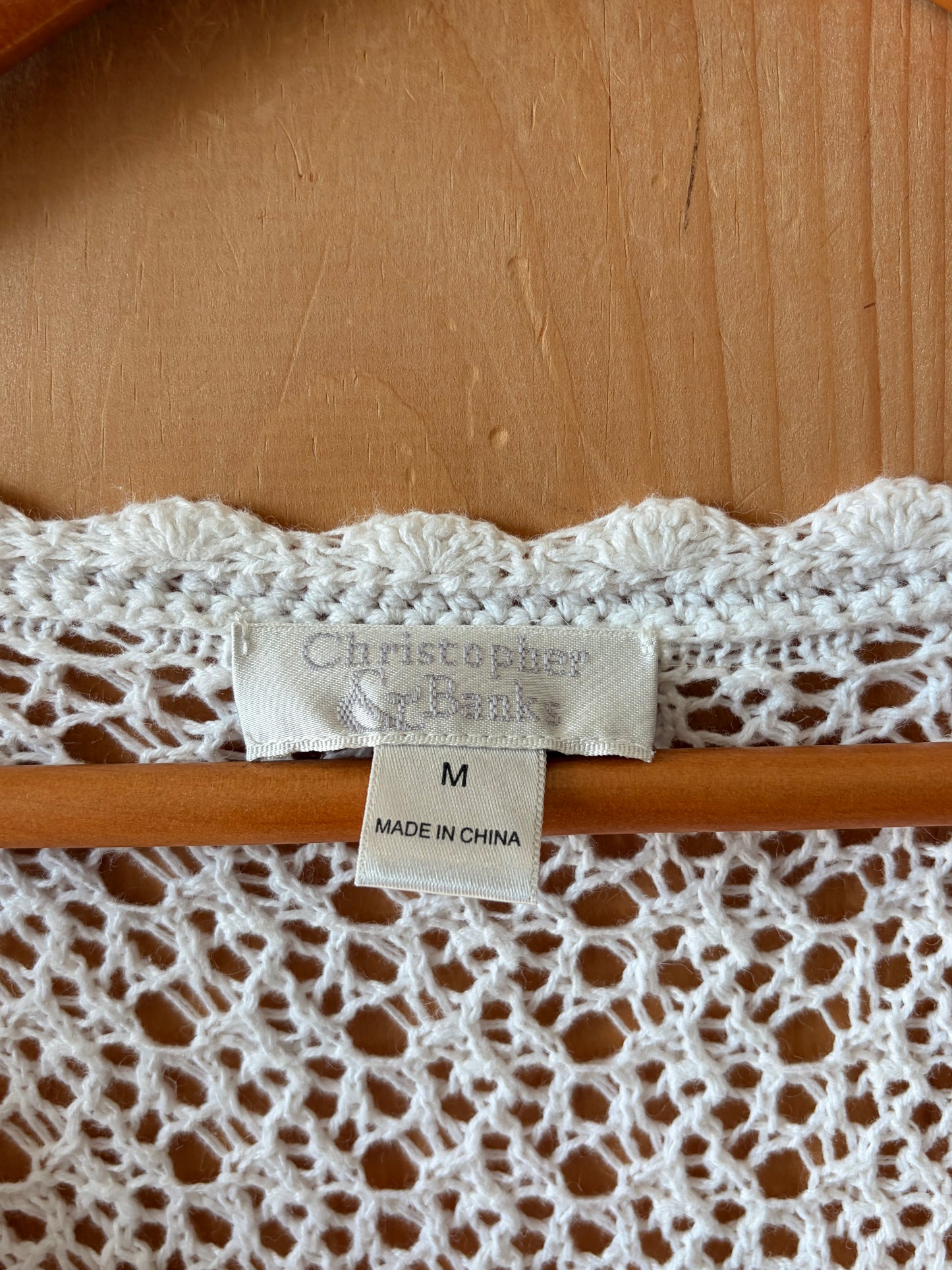 White Crochet Cardigan : M