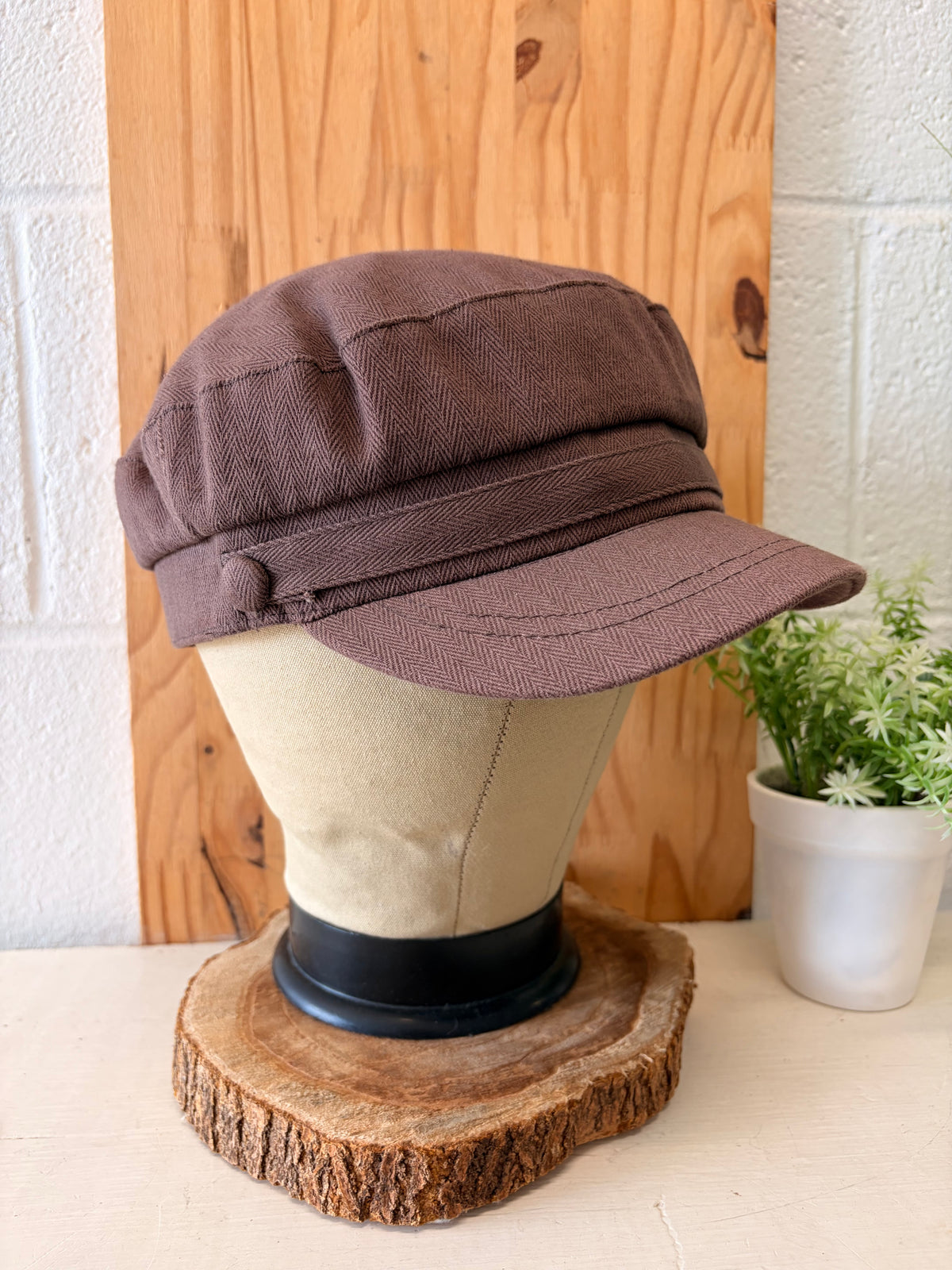 Brown Newsboy Cap : OS