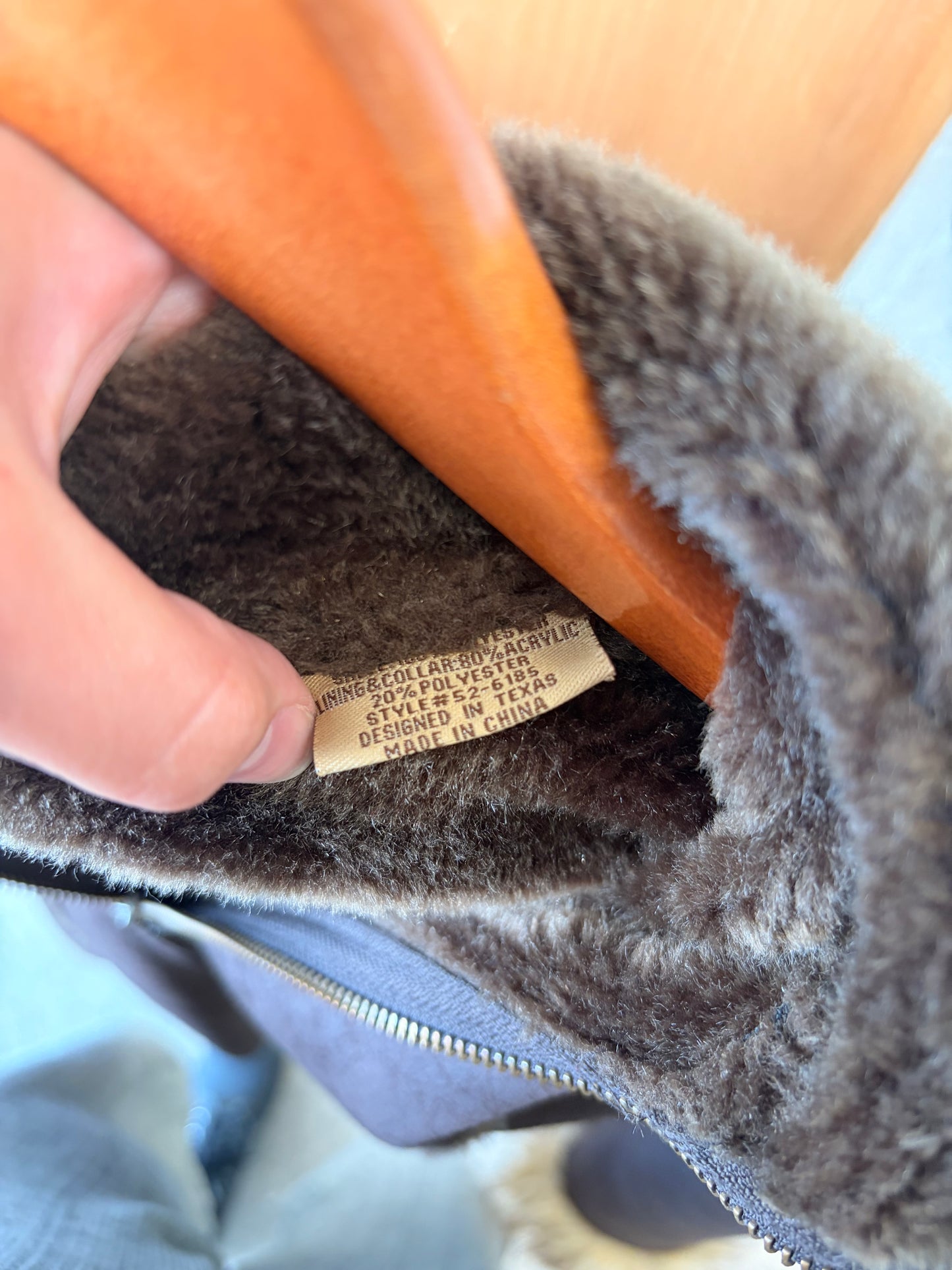 Brown Faux Leather & Fur Trimmed Jacket : M