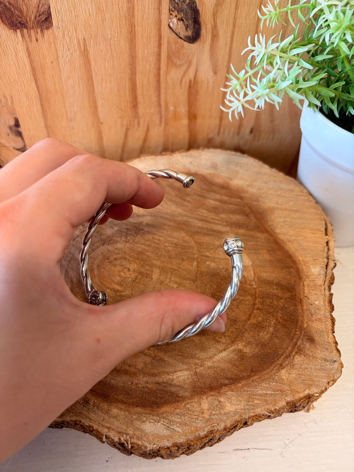Skinny Silver Tone Bangle