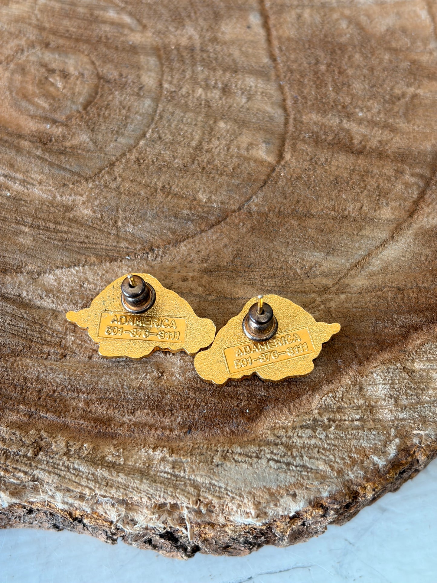 Vtg Razorback Stud Earrings