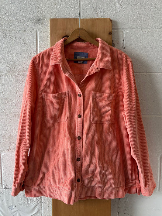 Coral Corduroy LL Bean Button Up : XL