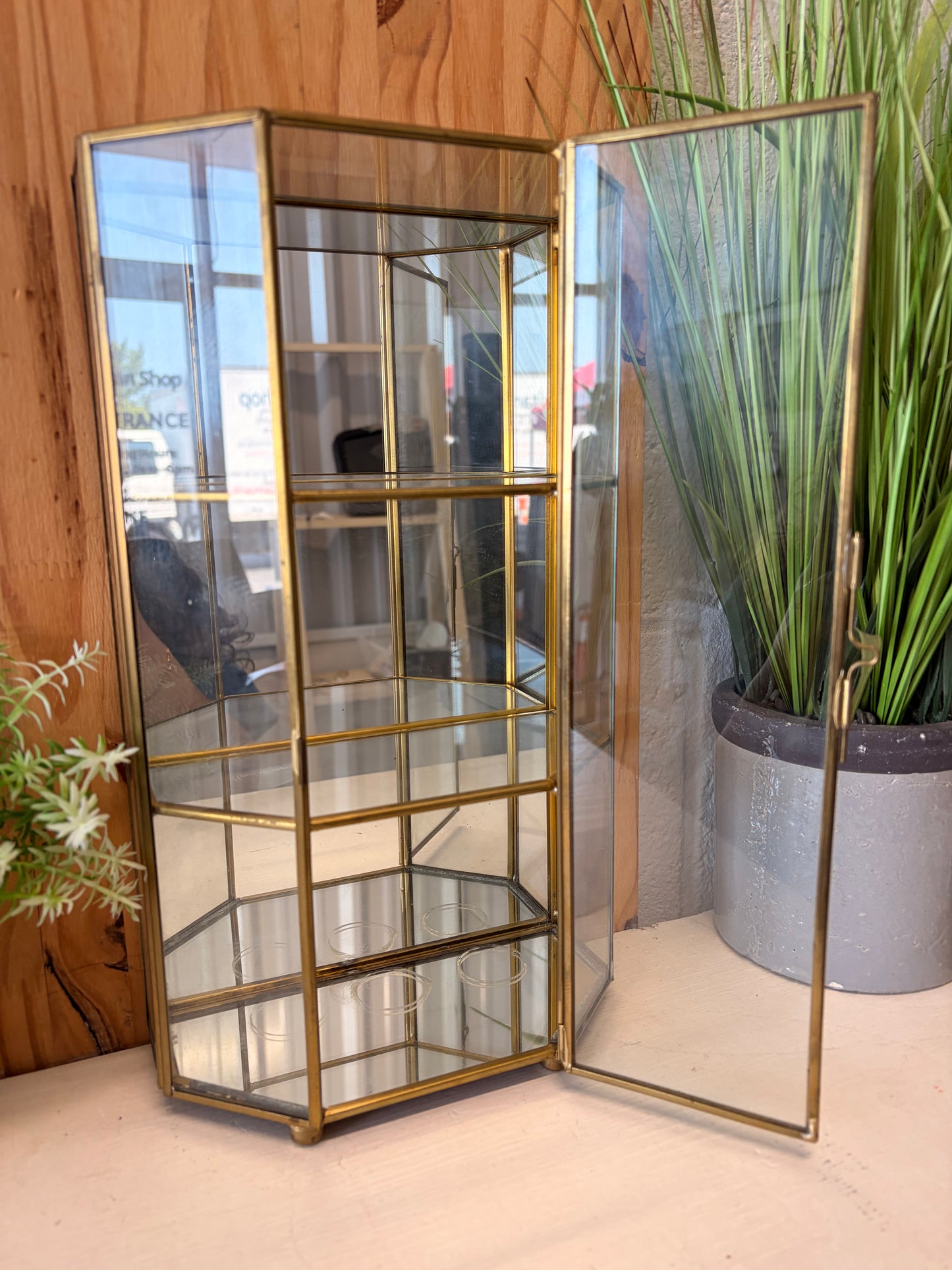 Brass Tone Mirrored Trinket Case (Local Pick Up Only)