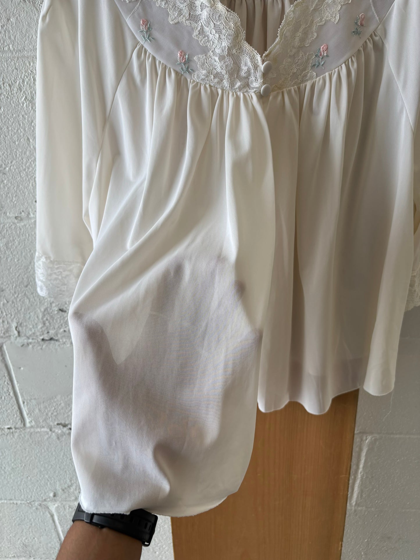 Vtg White Sleep Jacket : S/M