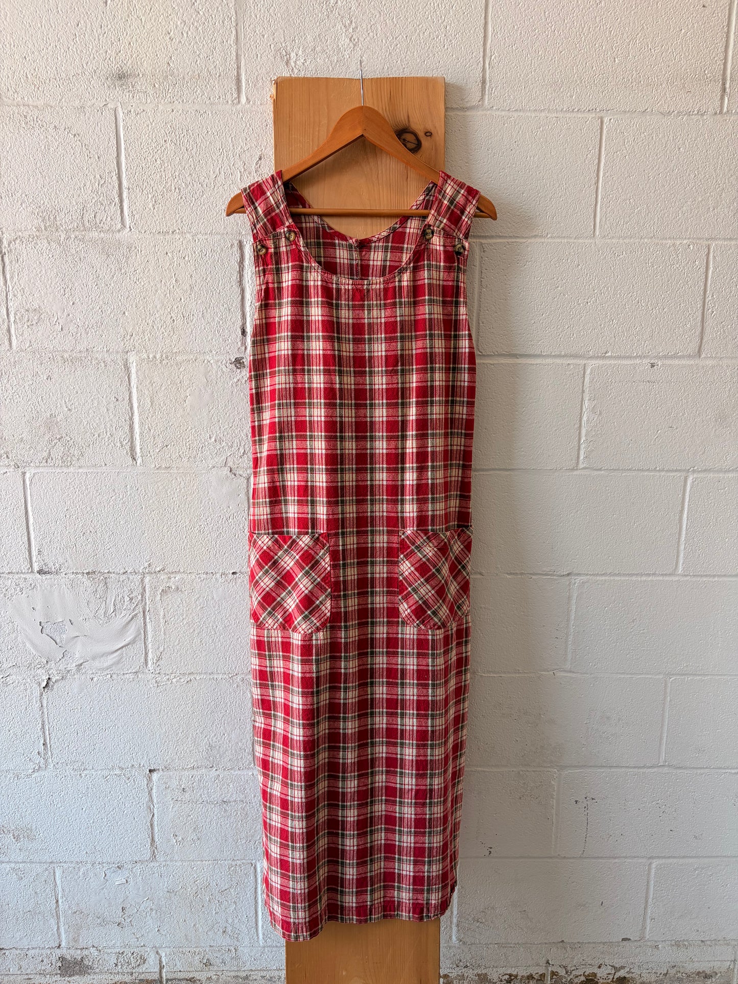 Long Red Plaid Dress : M/L
