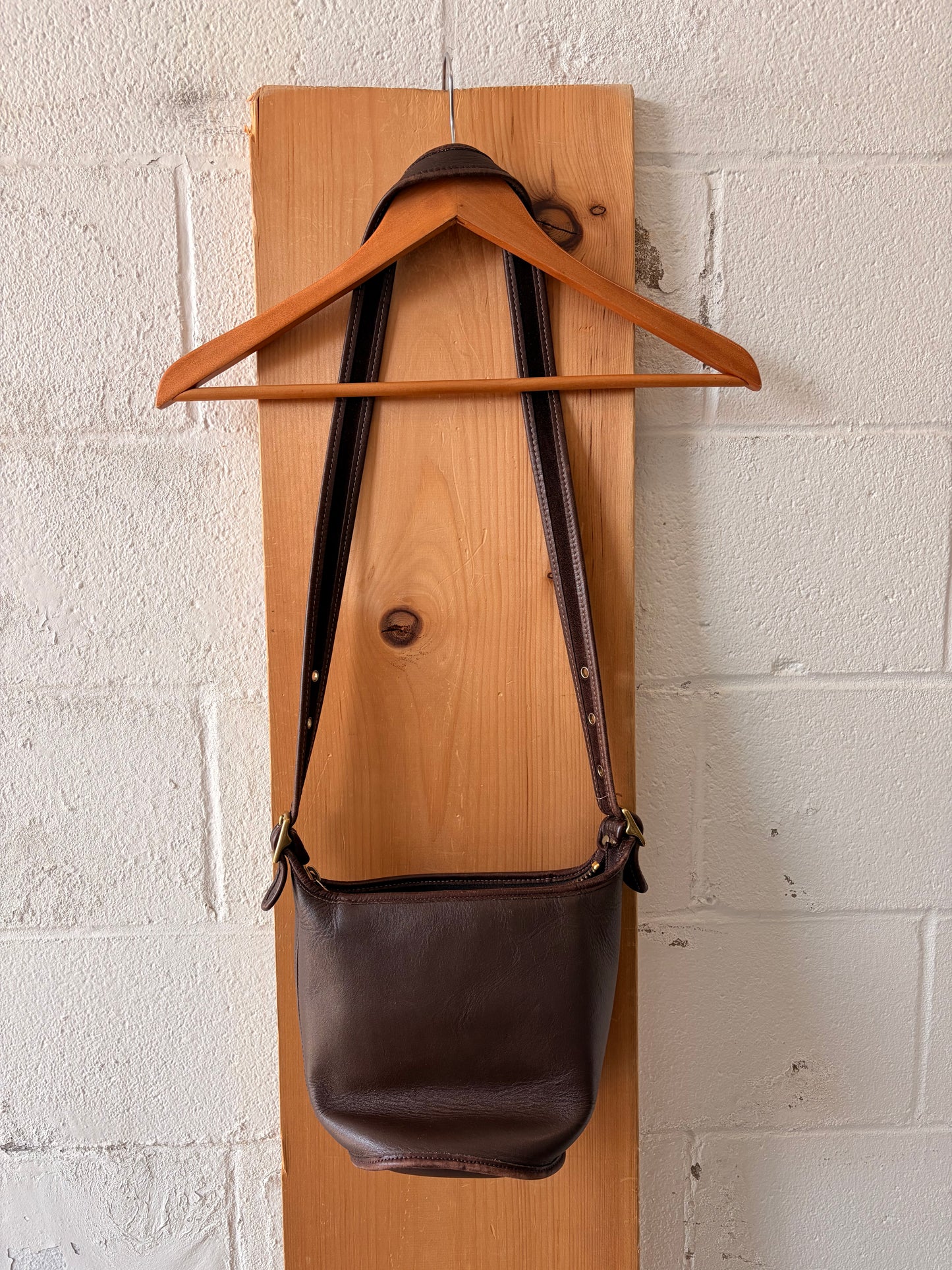 Dark Brown Leather Bucket Purse