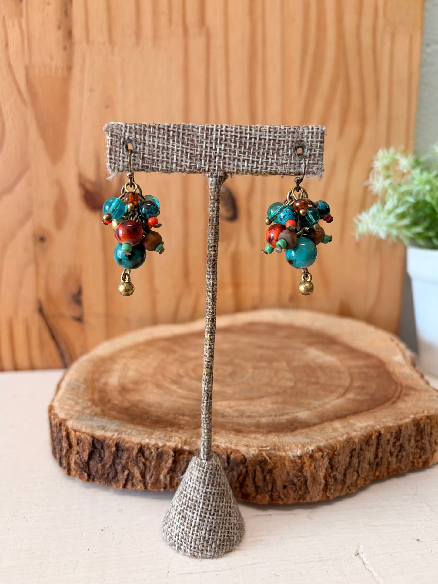 Funky Colorful Beaded Necklace & Earrings Set