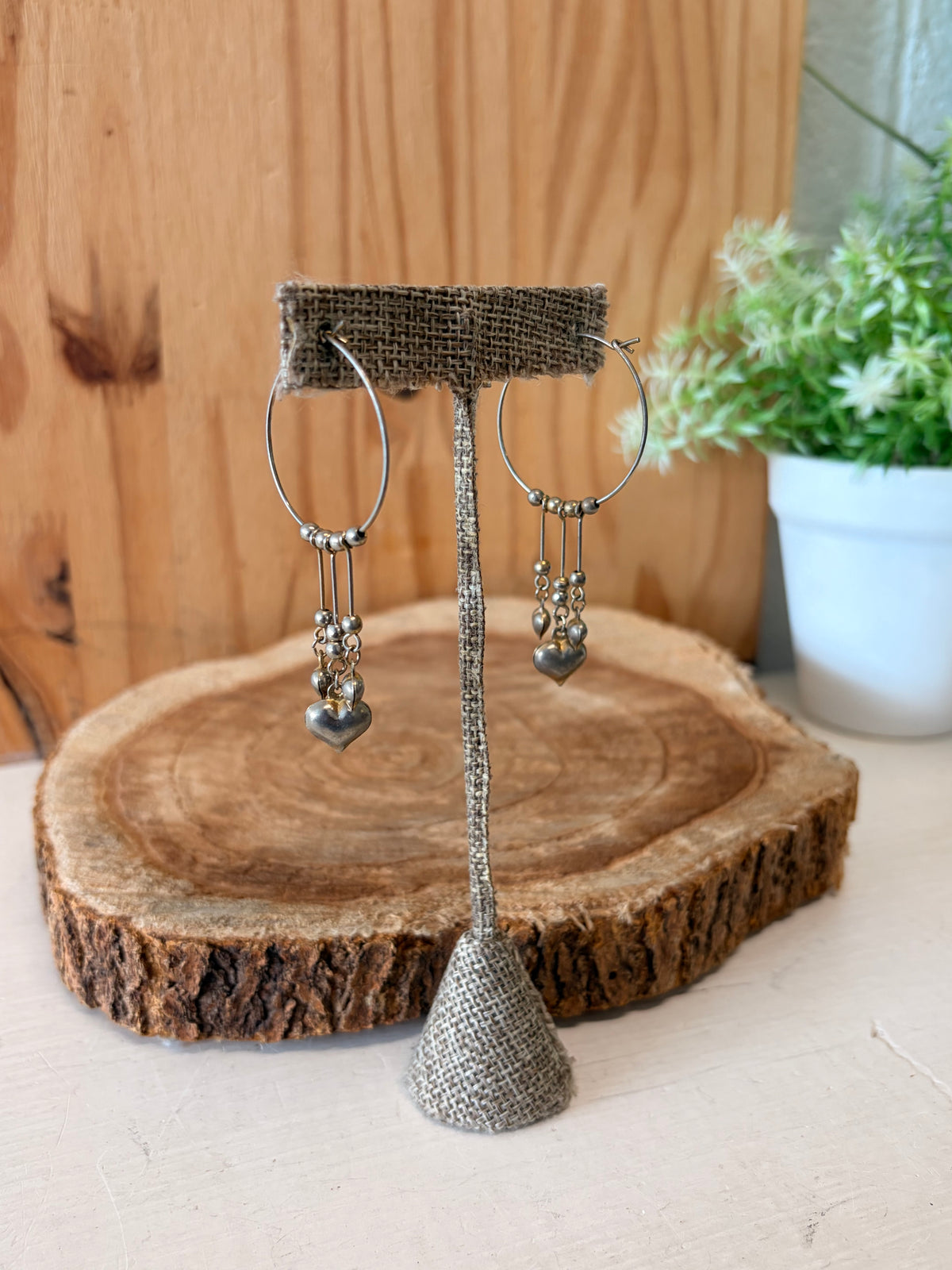 Dangle Heart Hoop Earrings