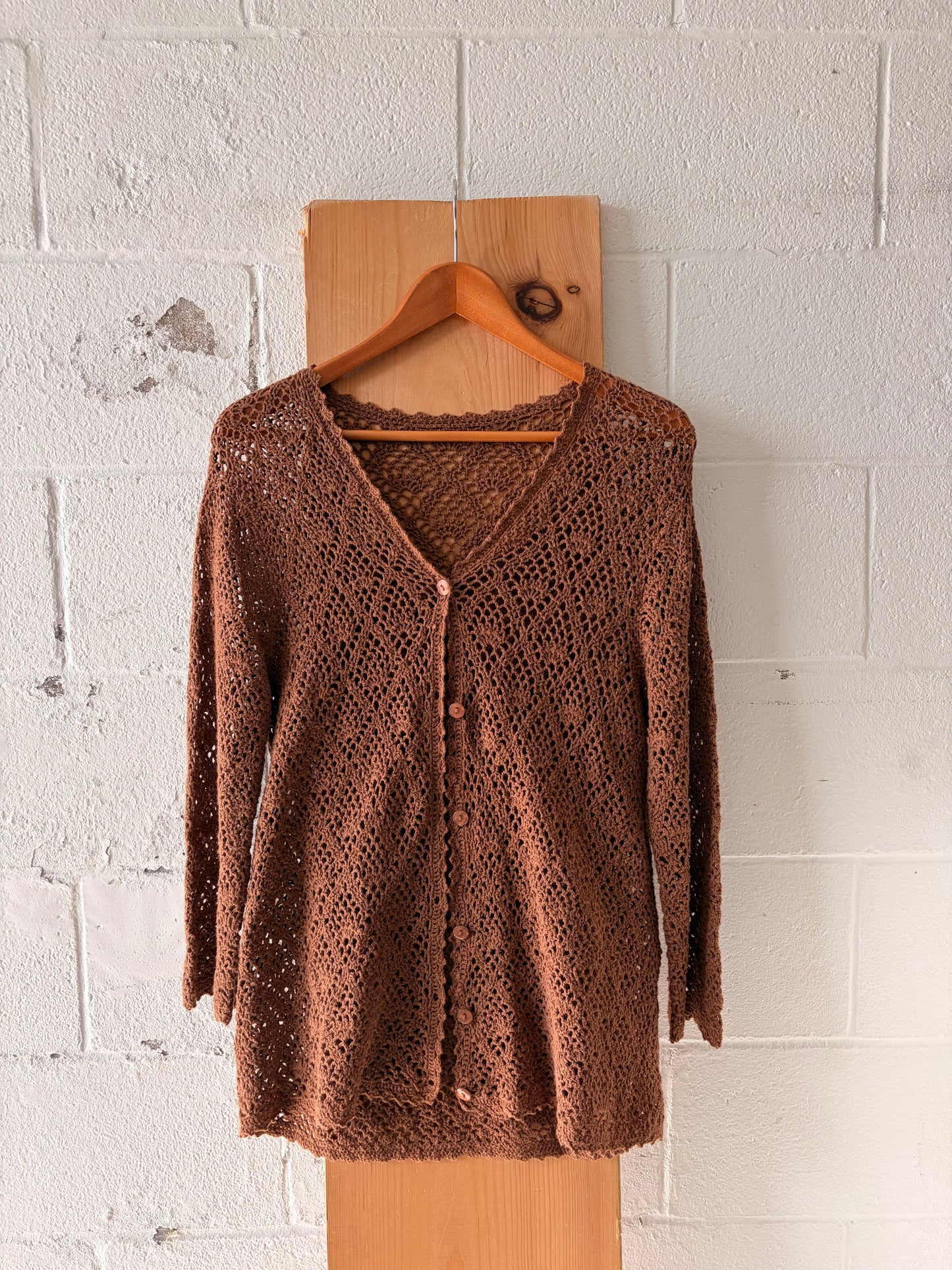 Crochet Brown Cardigan : M/L
