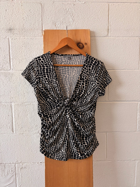 Black & White Ruched Top : M