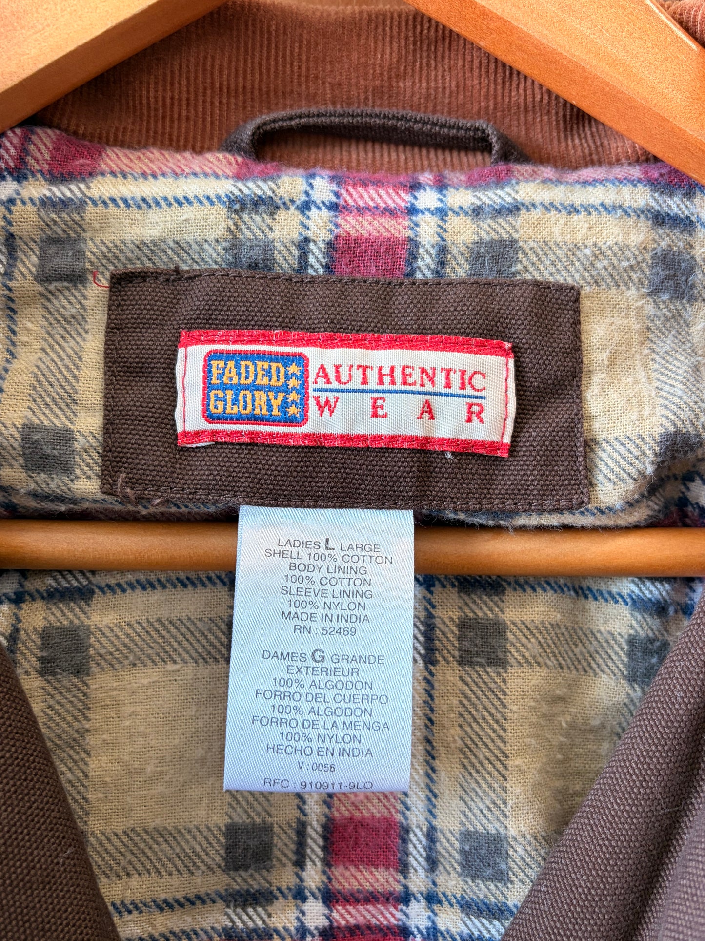 Vtg Brown Faded Glory Barn Jacket : L