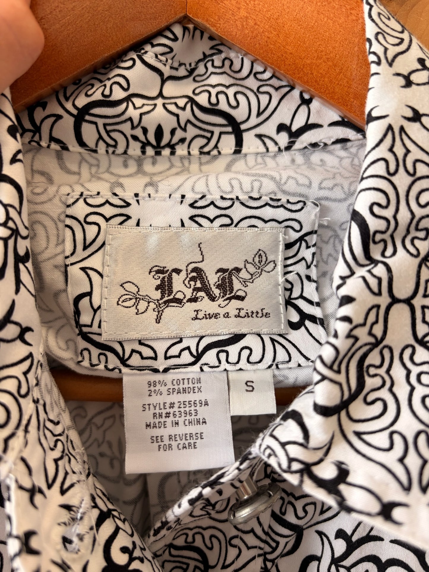 Vtg Black and White Print Jacket : S