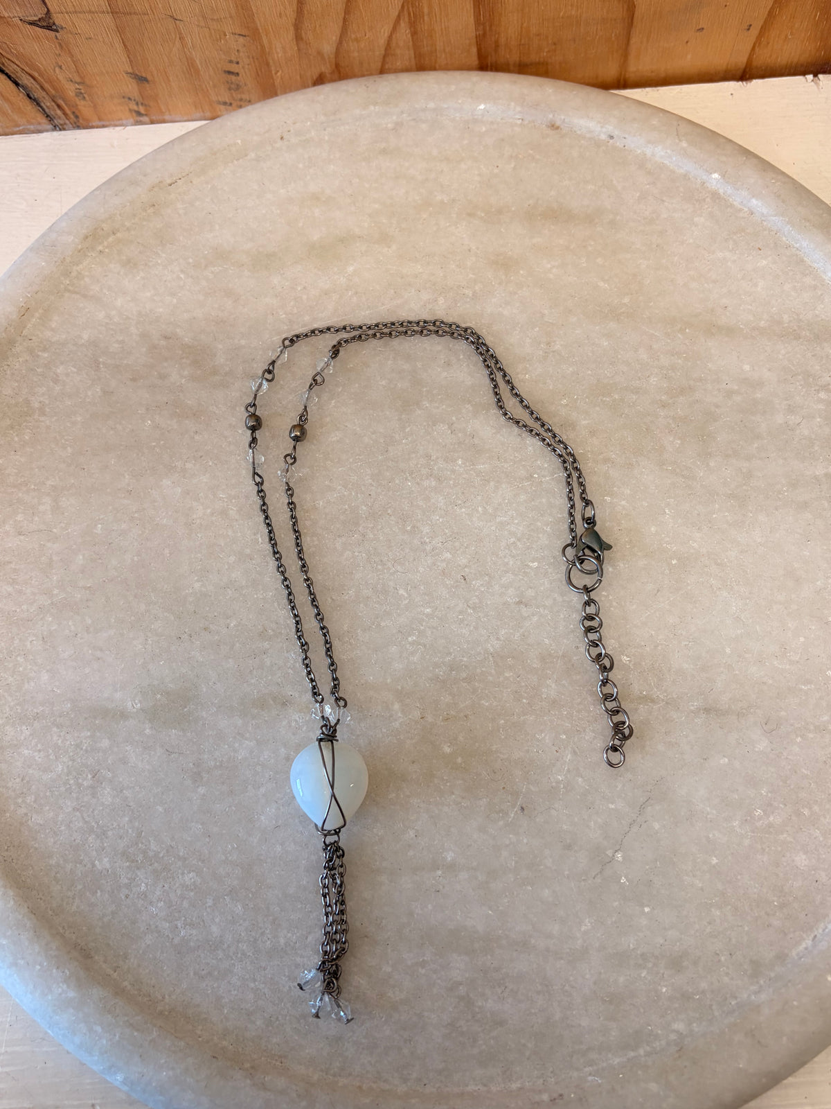 Wire Wrapped Stone Tassel Necklace