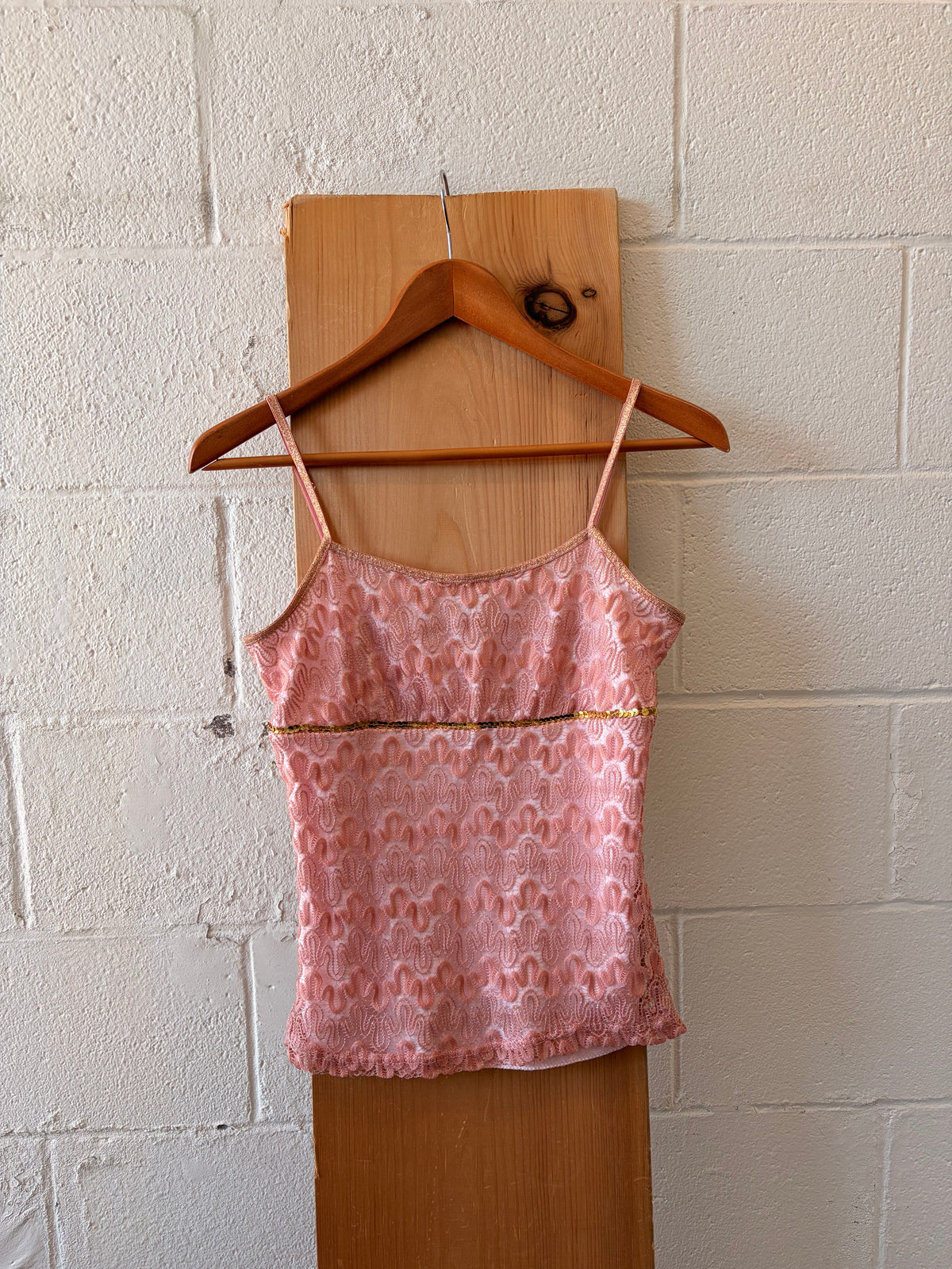 Dainty Pink & Gold Sequins Tank : M