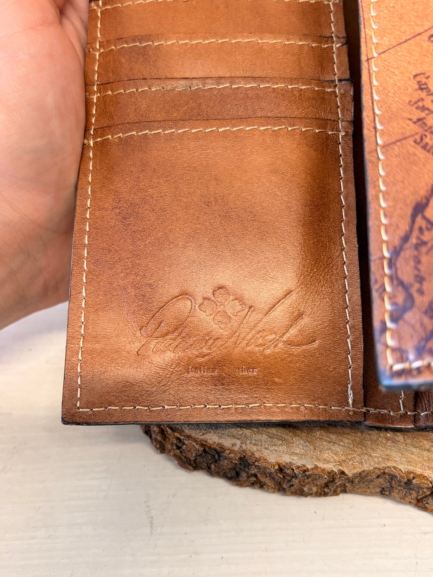 Italian Leather Map Wallet