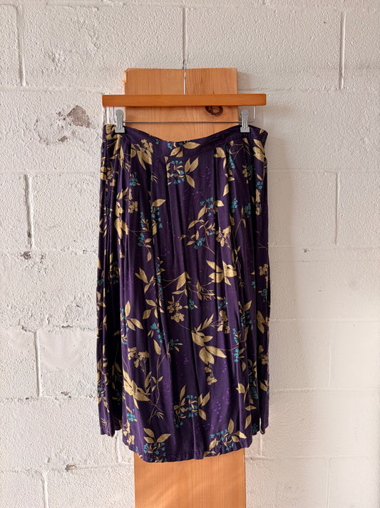 Floral Purple Patterned Skirt : 1X