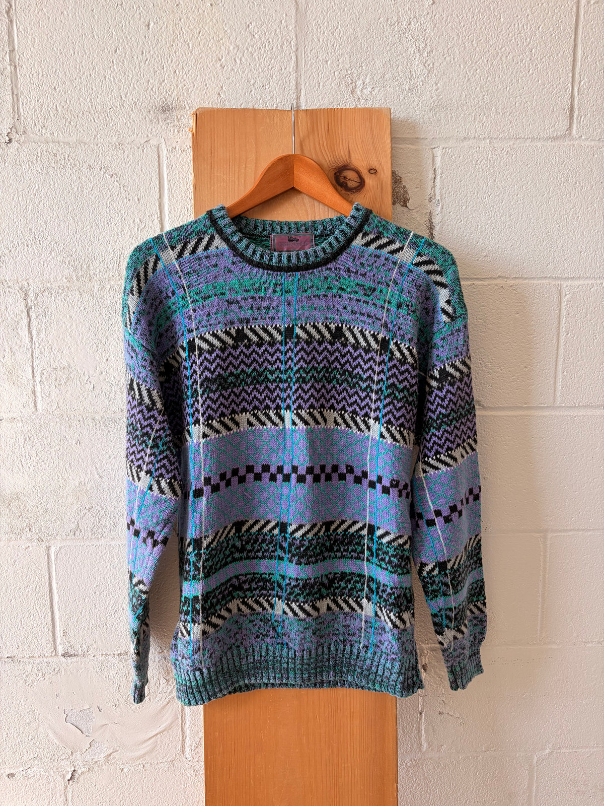 90’s Geometric Concrete Mix Sweater : M