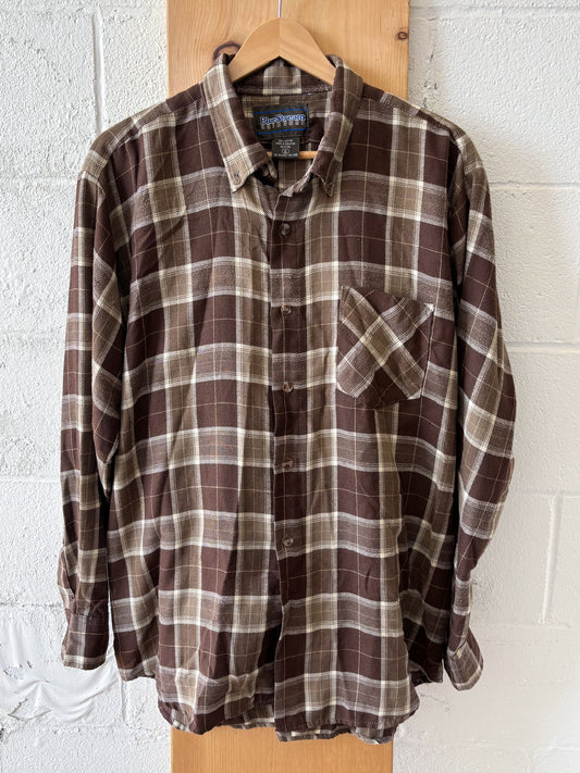 Brown Plaid Button Up : XL