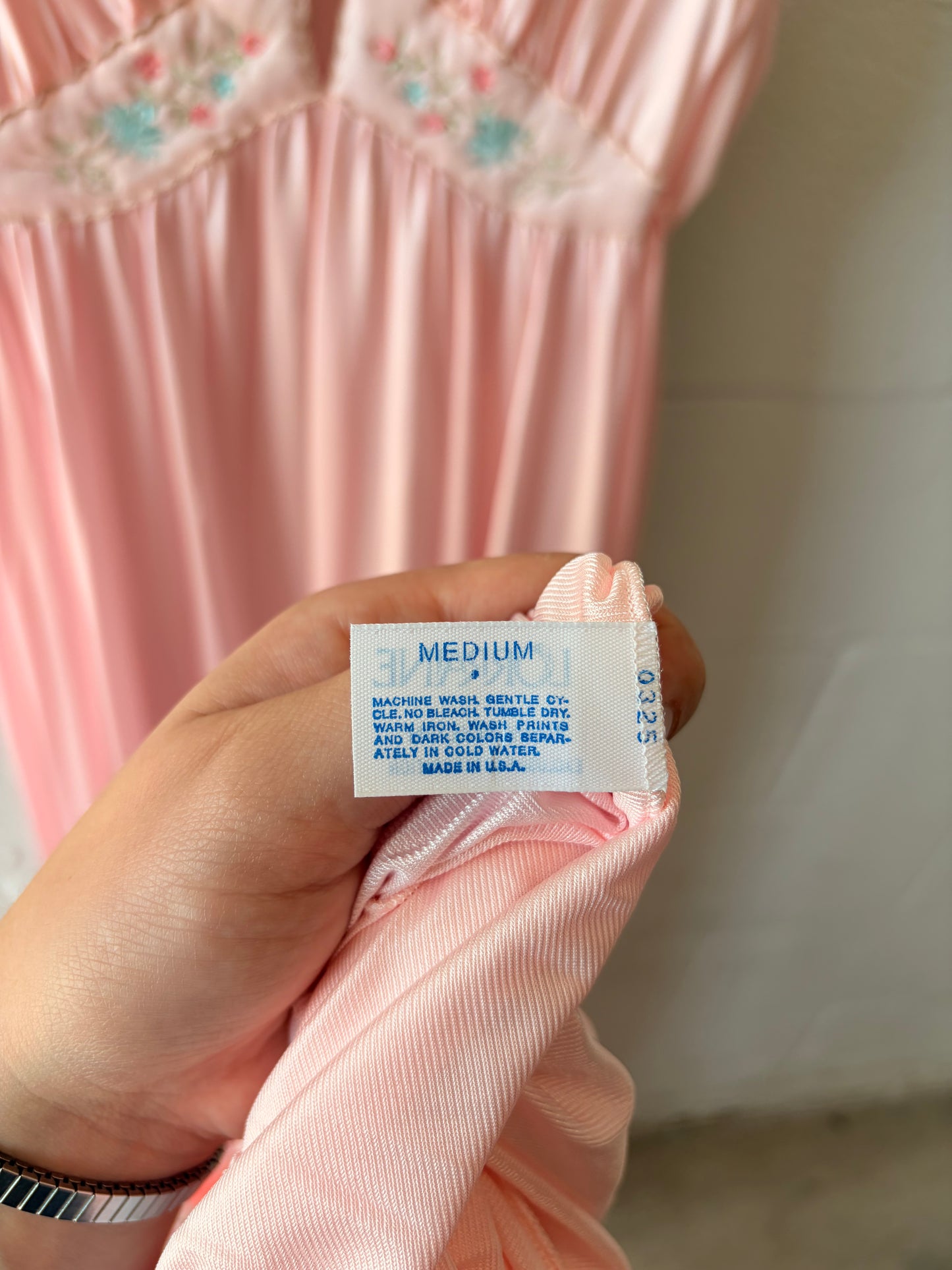 Vtg Lorraine Floral Pink Nightgown & Robe Set : M