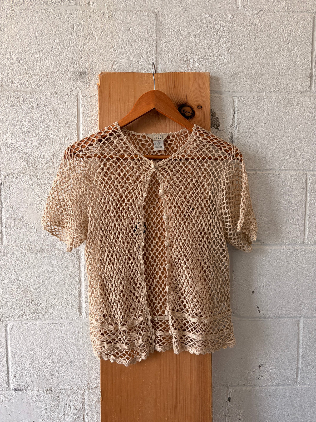 Tan Crochet Cardigan : L