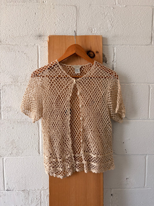 Tan Crochet Cardigan : L