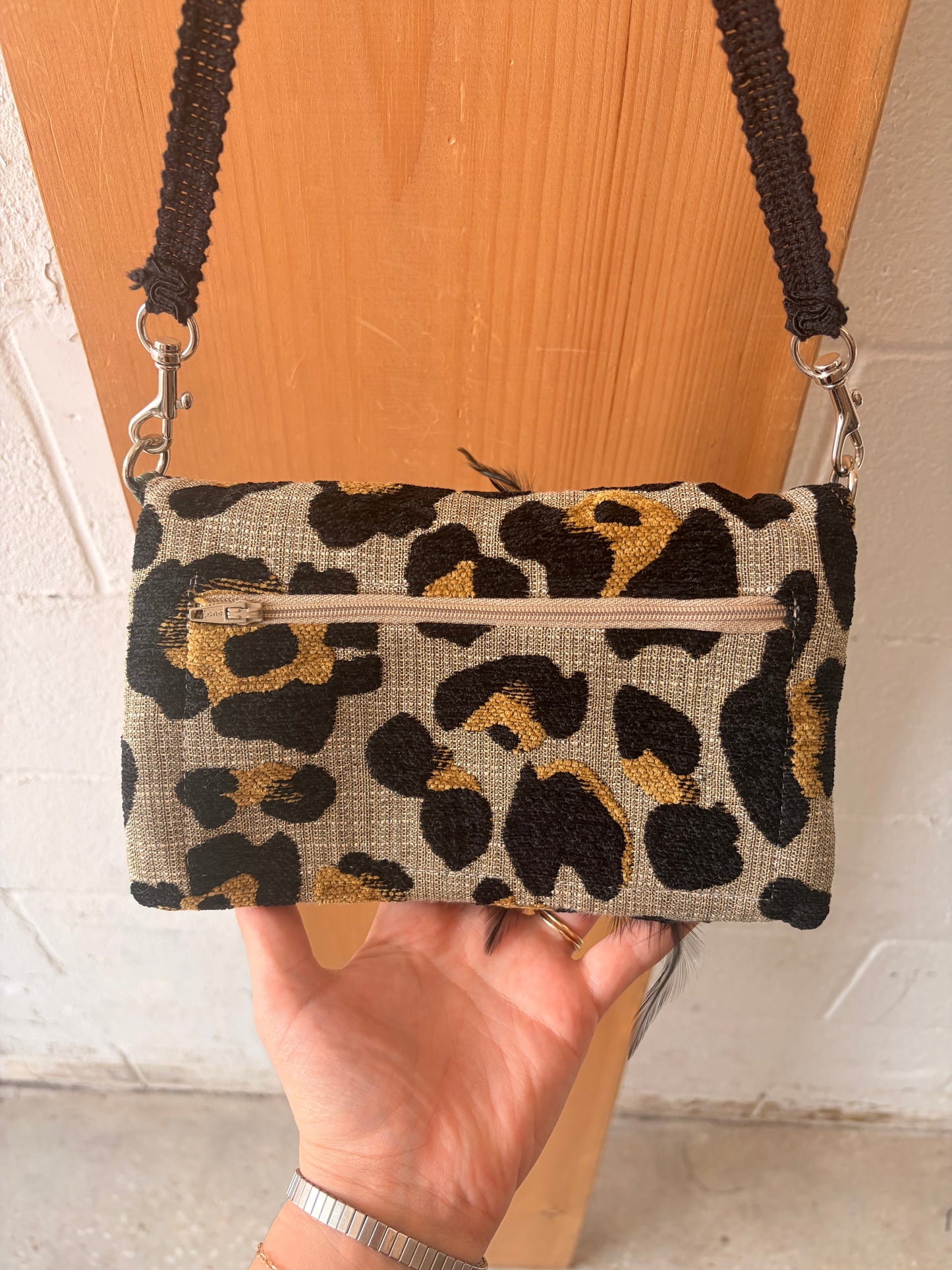 Feathered Floral Cheetah Print Purse