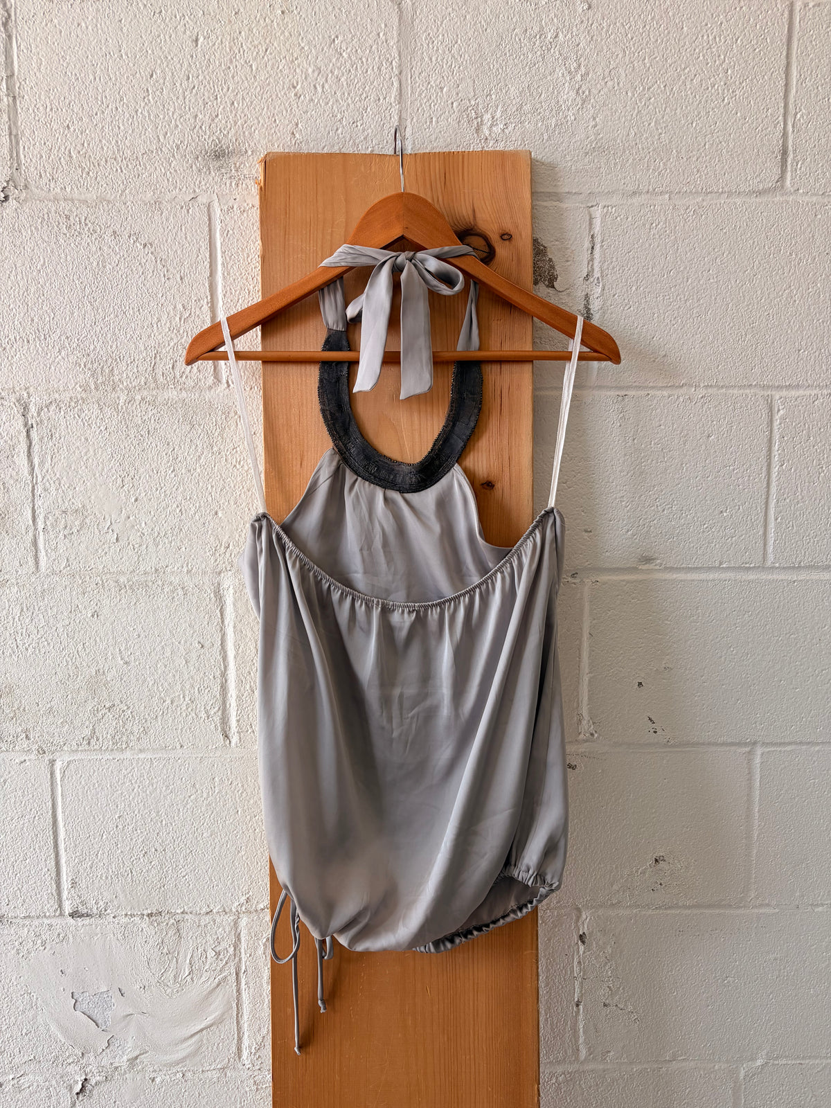 Y2K Charlotte Russe Beaded Silver Halter Top : L