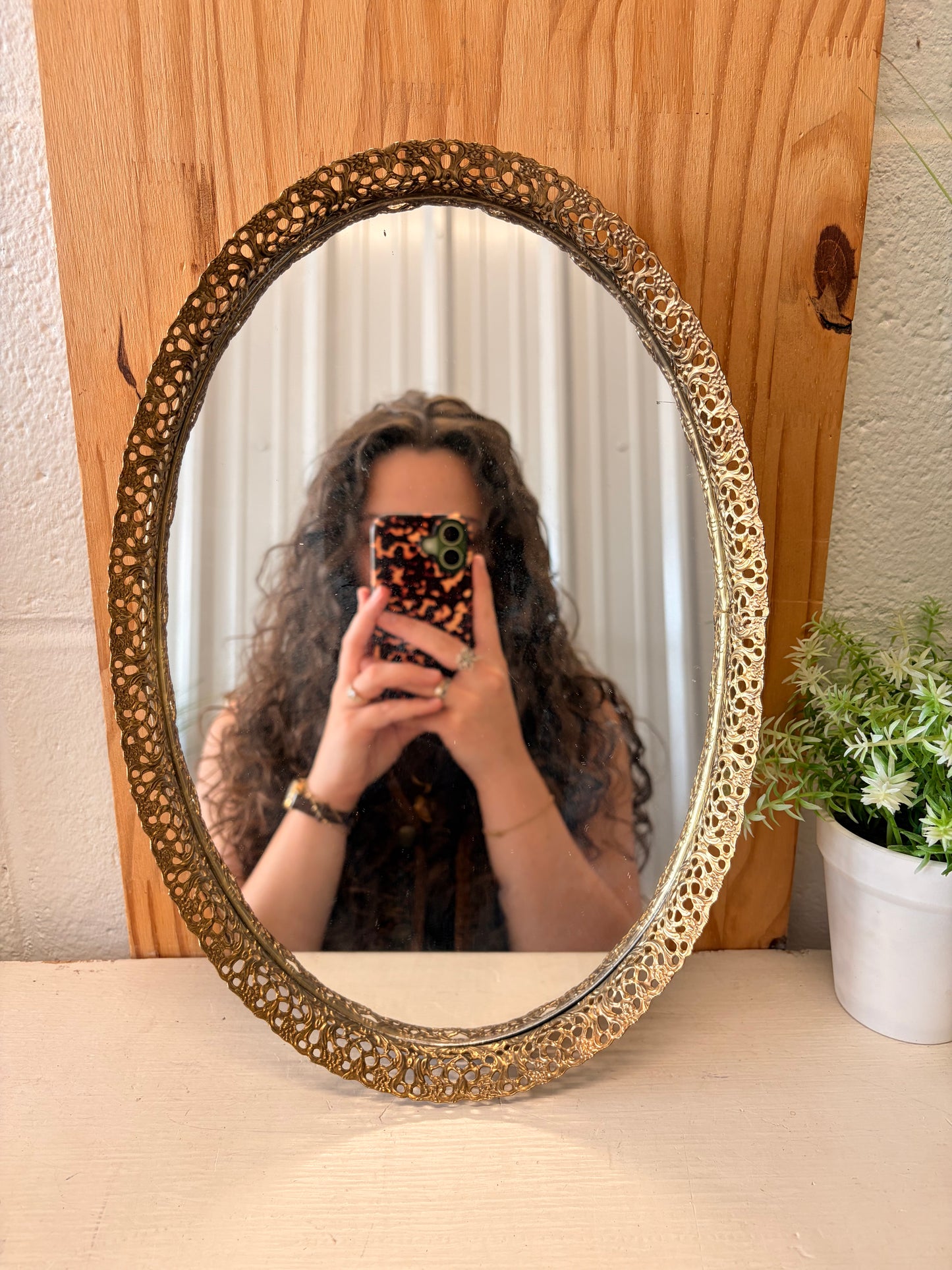 Ornate Gold Tone Mirror Tray (Local Pick Up Only)