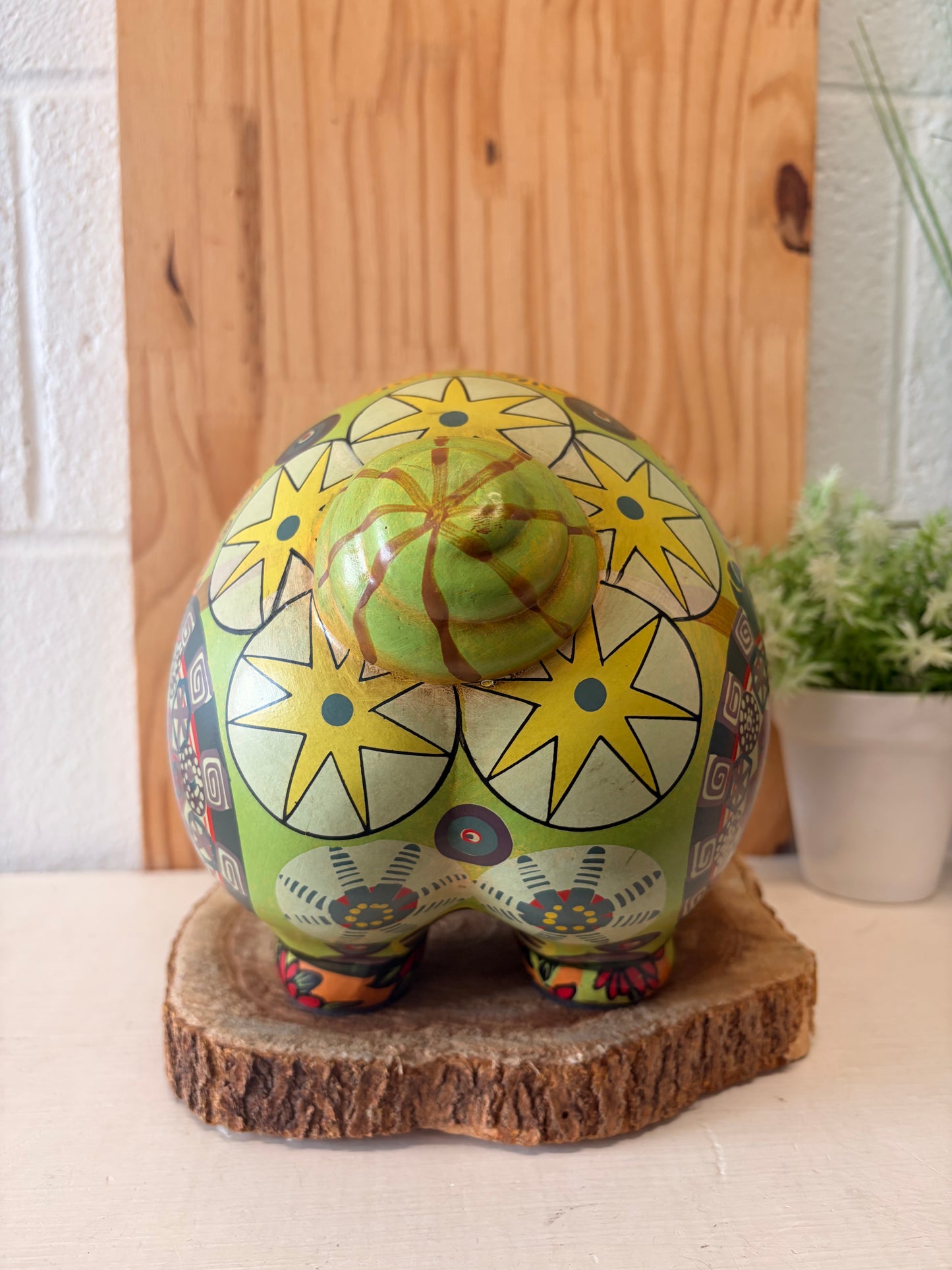 Vtg Boho Patterned Piggy Bank (Local Pick Up Only)