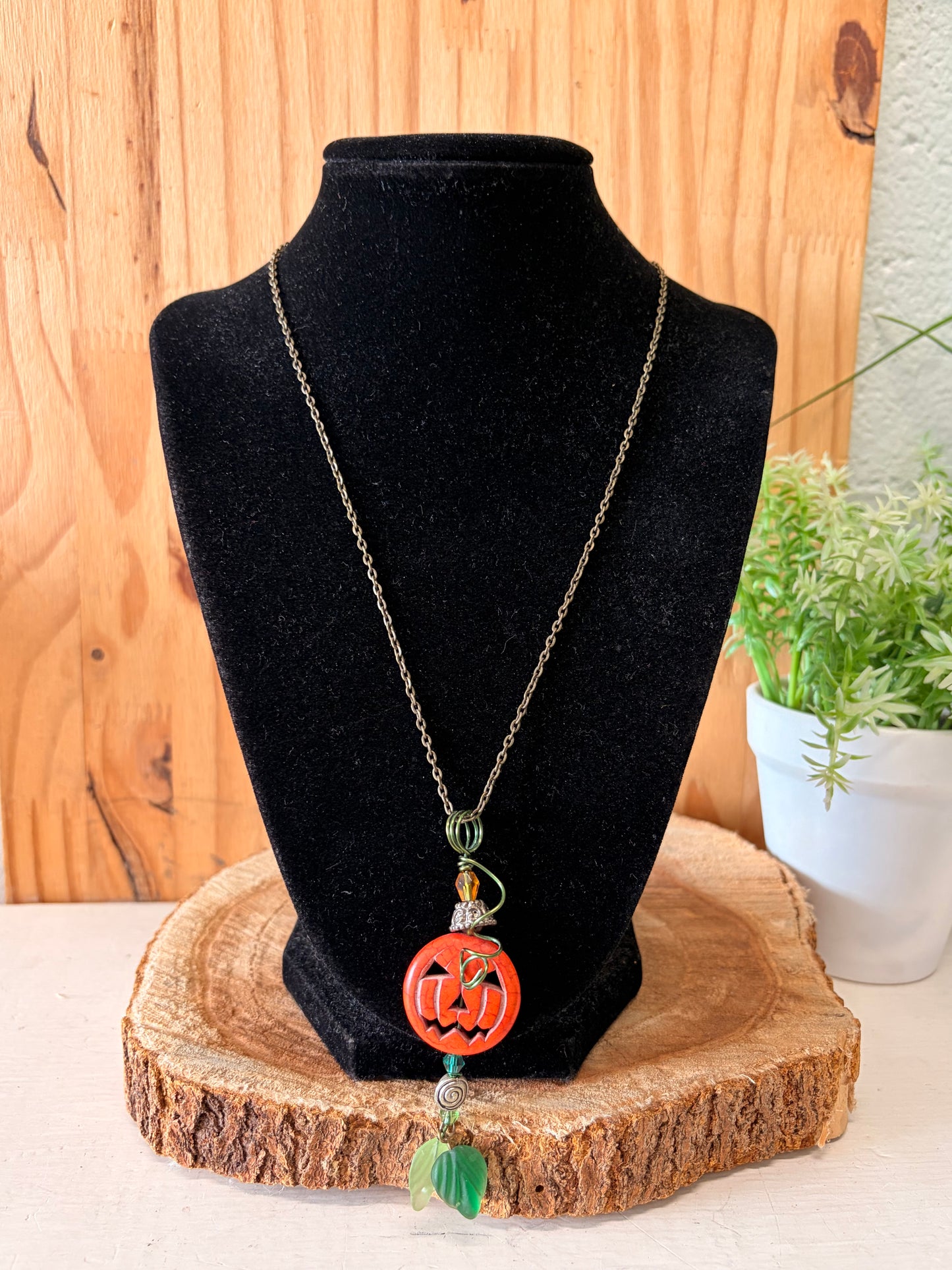Beaded Jack-O-Lantern Necklace