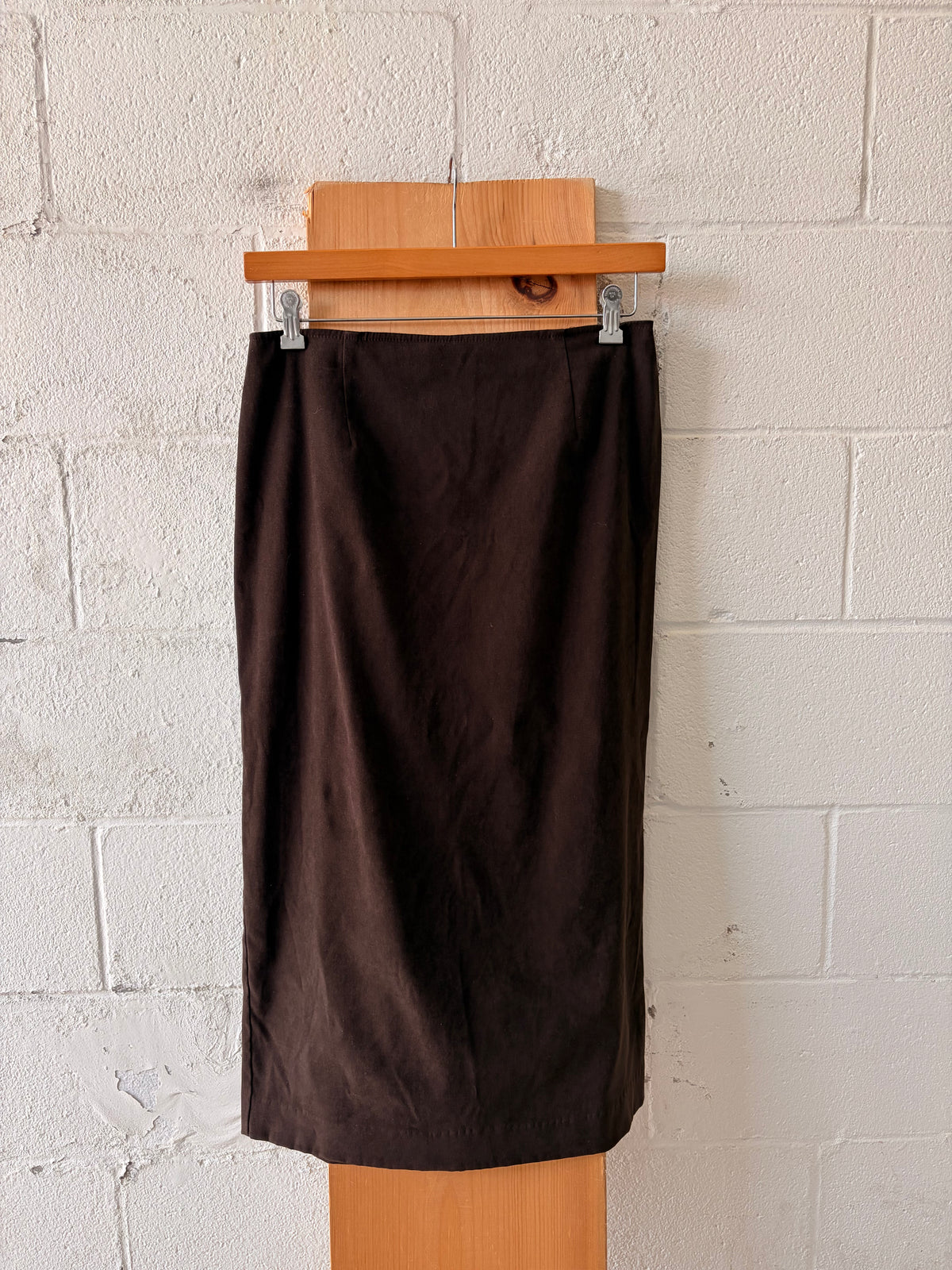 Vtg Classic Brown Midi Skirt : 31”W