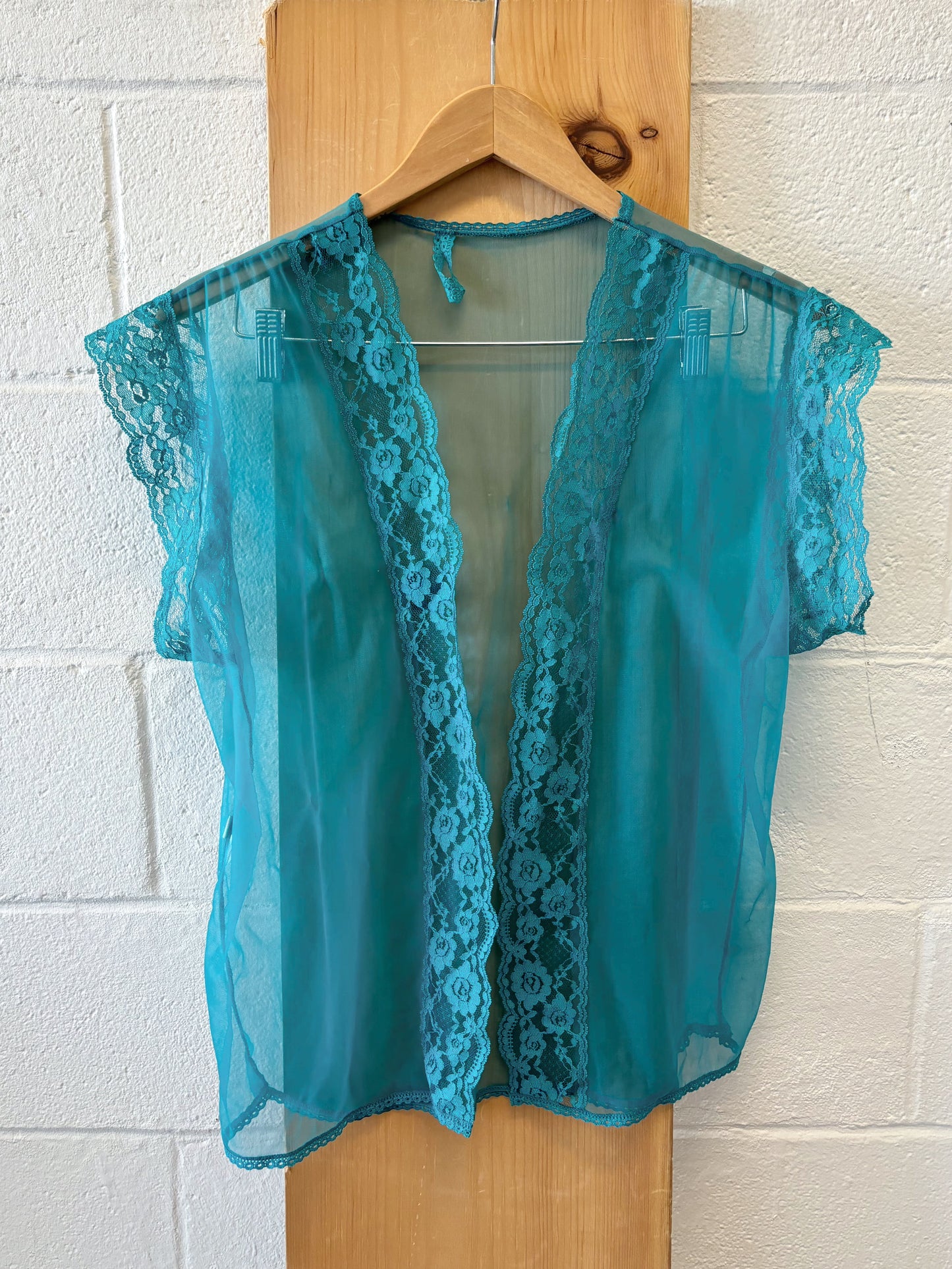 Vtg Sheer Short Sleeve Robe : M