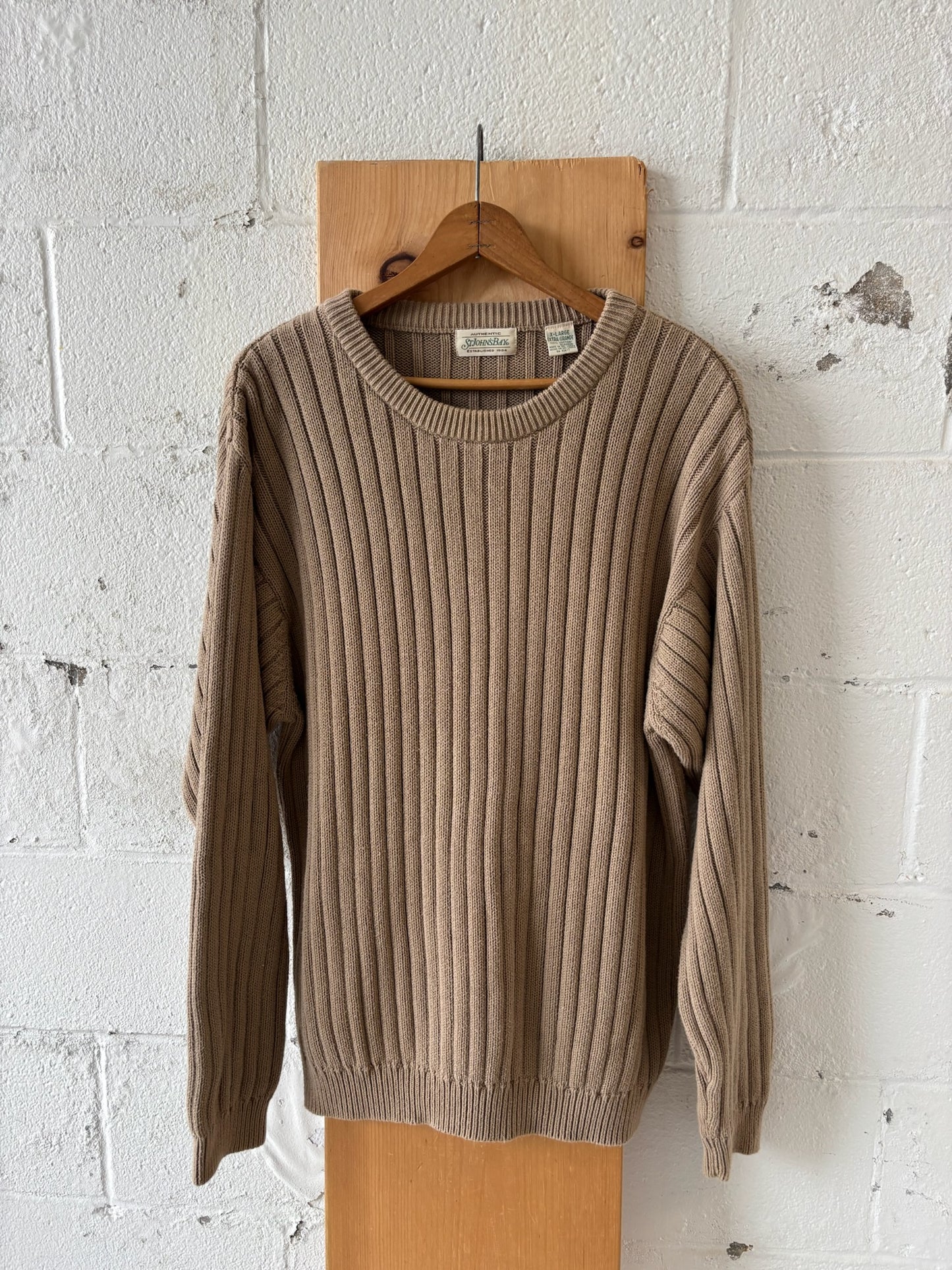 Vtg Brown Ribbed Sweater : XL