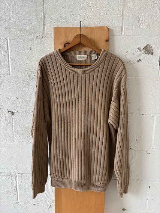 Vtg Brown Ribbed Sweater : XL