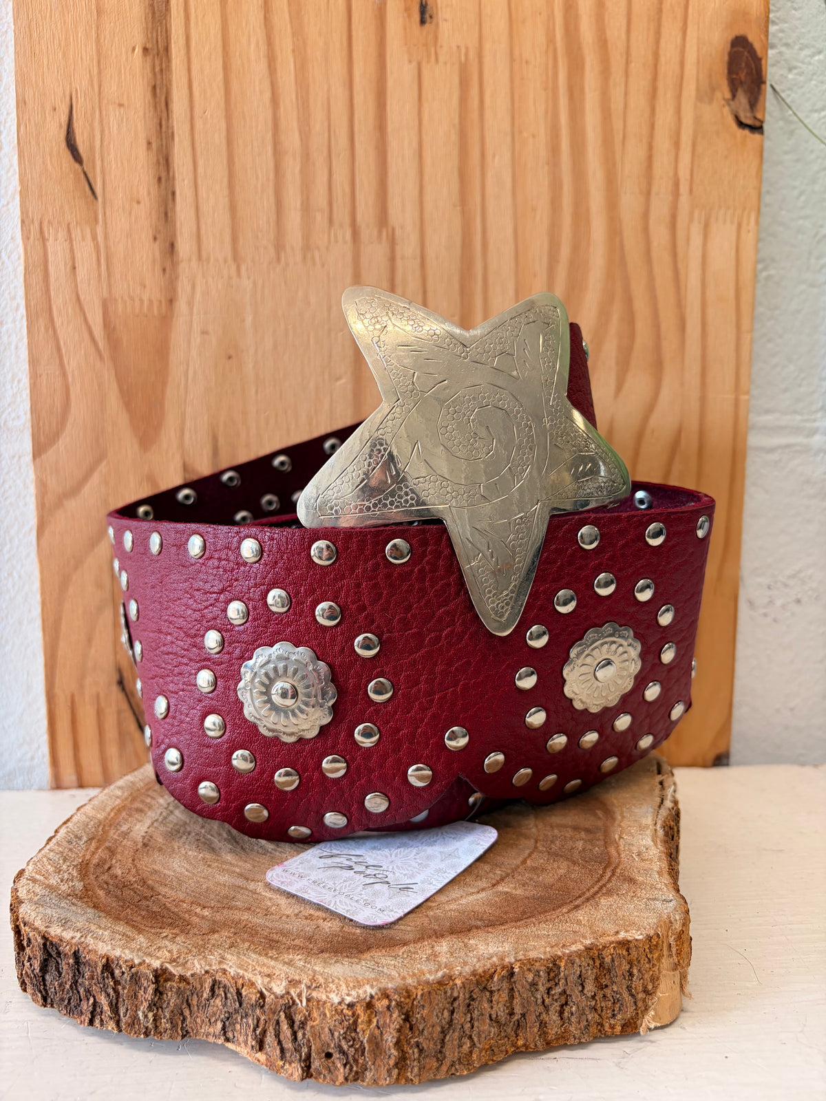 NWT Free People Red & Silver Studded Star Belt : XS/S