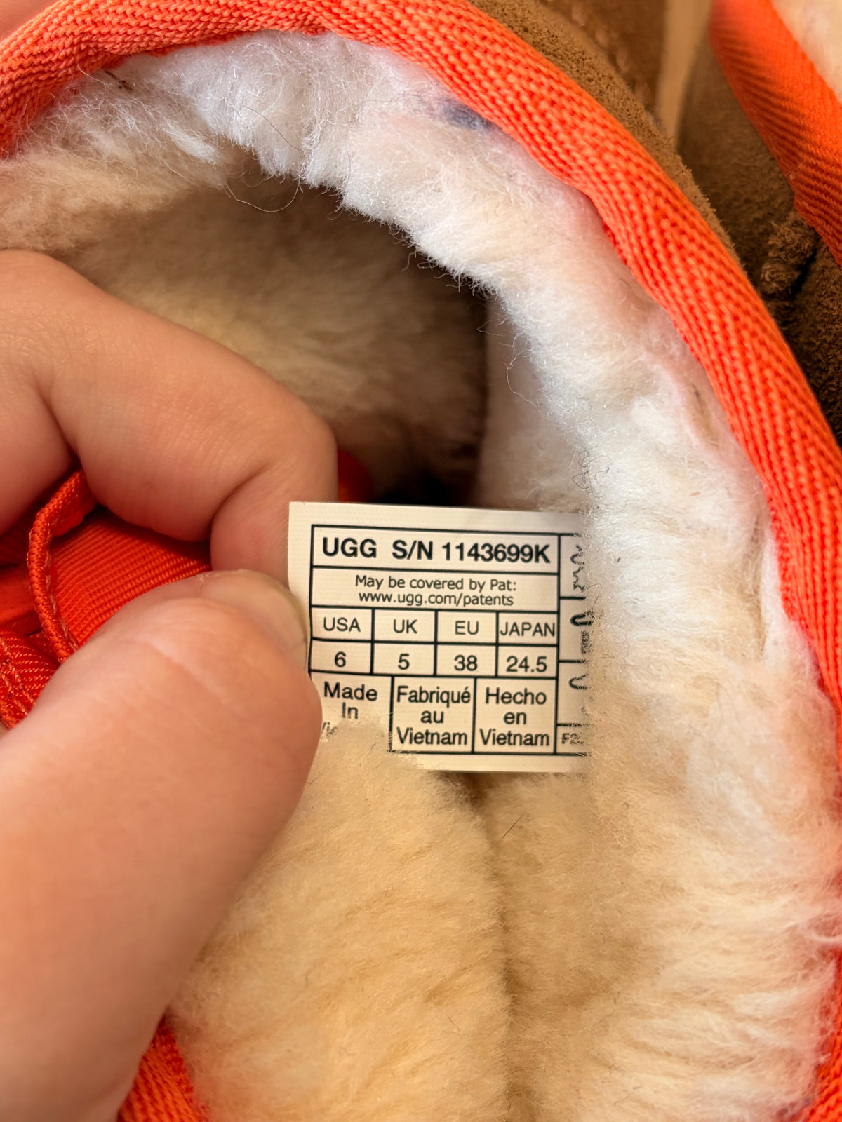 Orange Zipper Mini Uggs : Size 6
