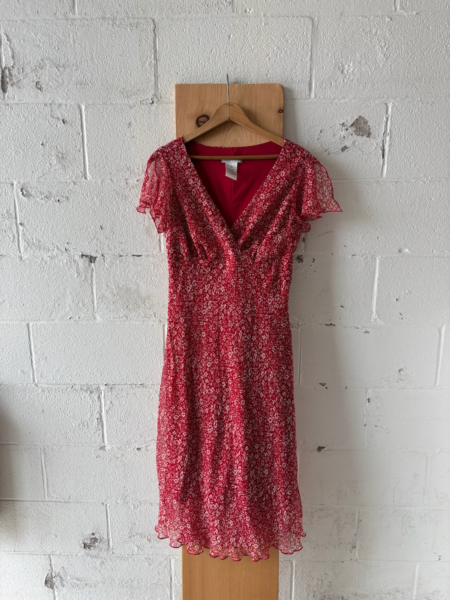 Red Flutter Sleeve Dress : 10