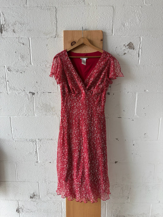 Red Flutter Sleeve Dress : 10
