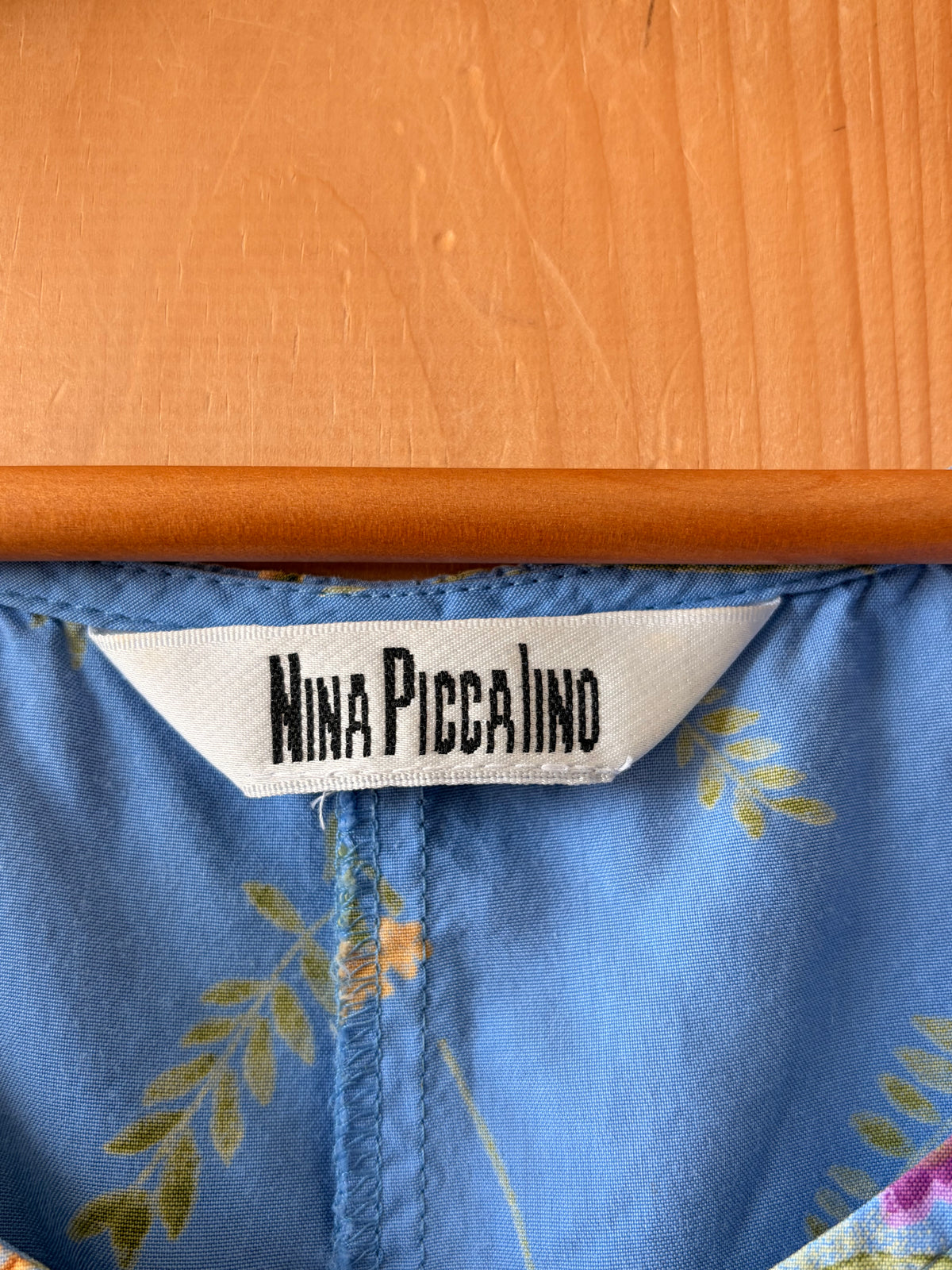 Vtg Floral Blue Midi Dress : M